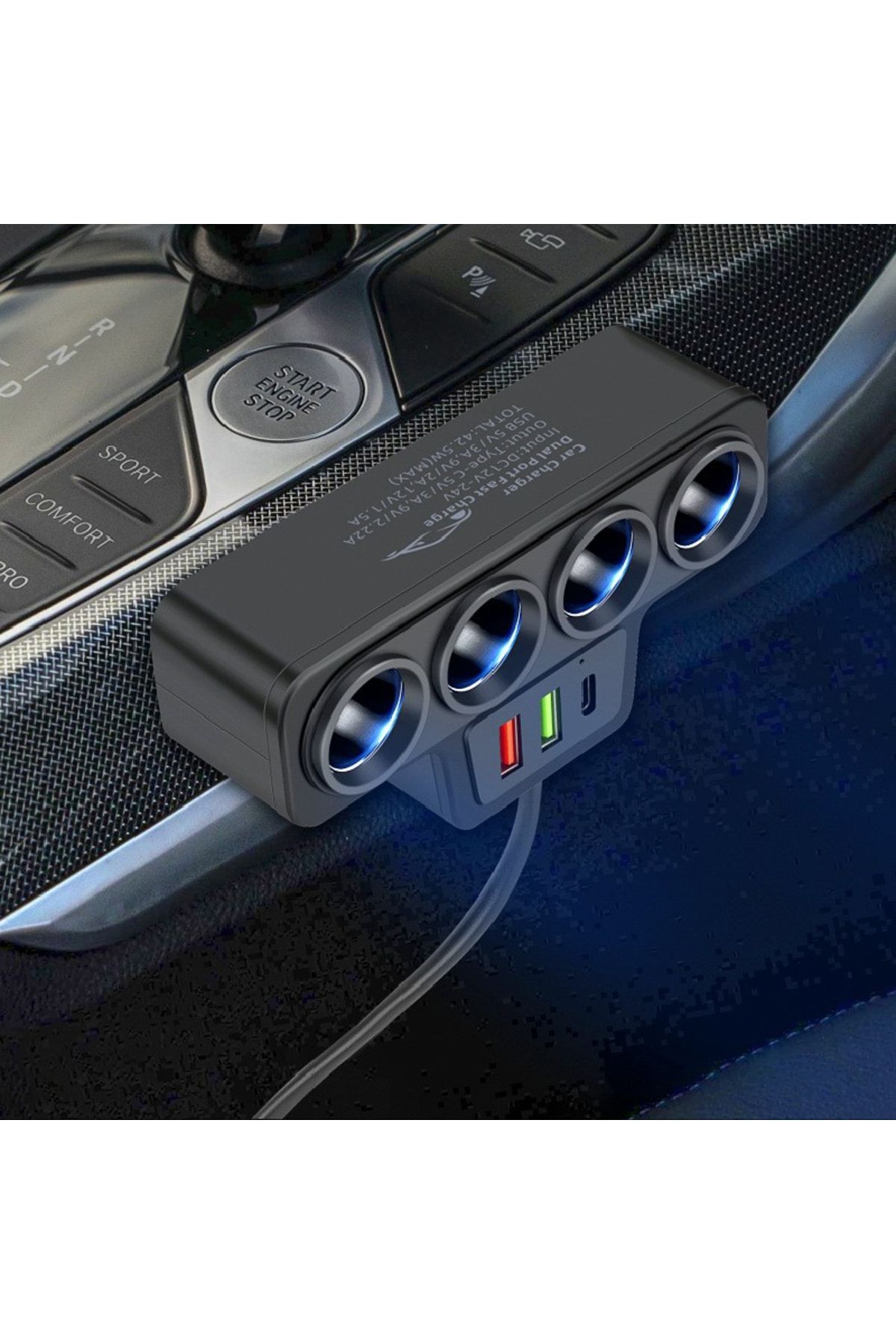 Space 4'lü çakmak soketi 2 usb 1 type-c girişli / ICCA108