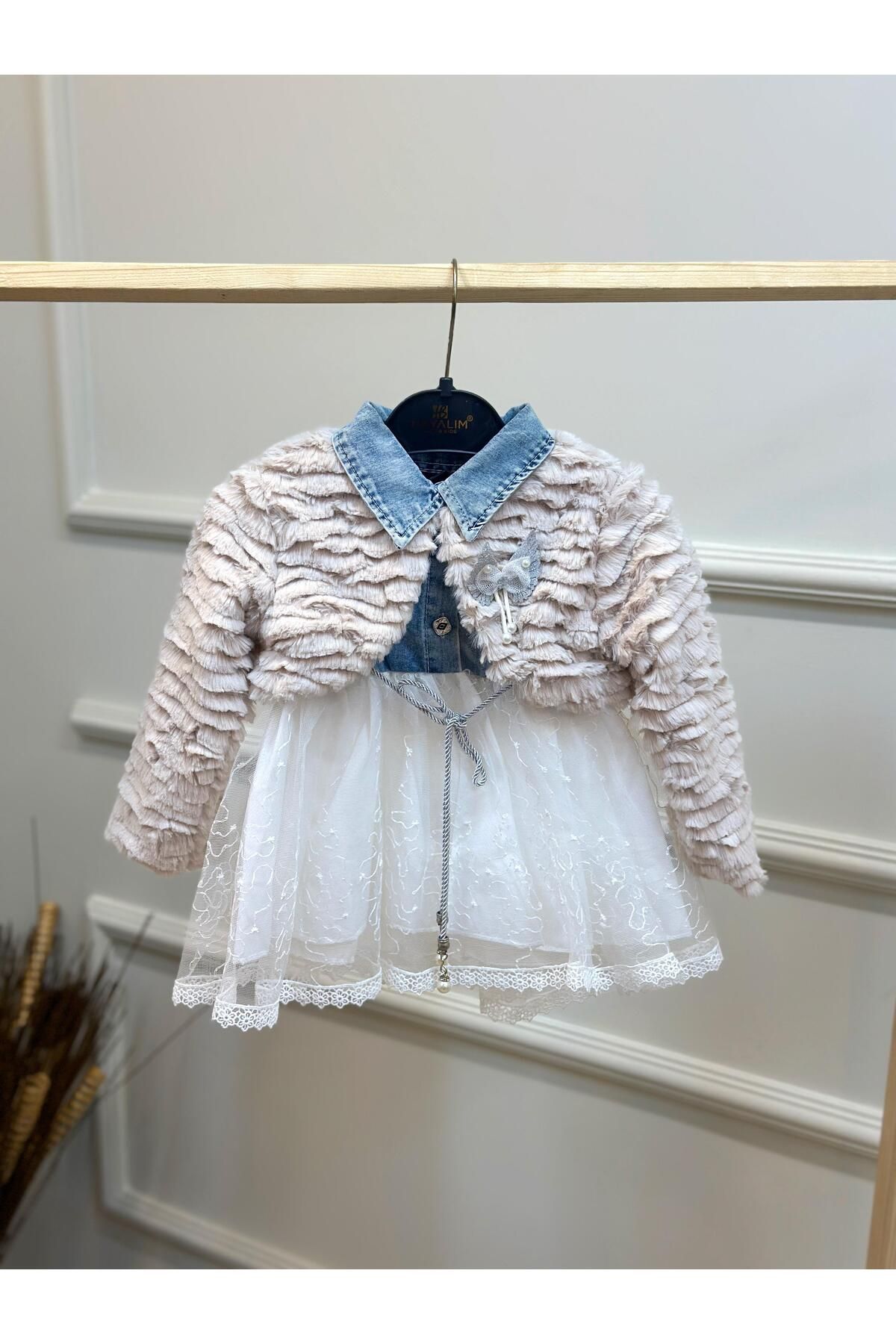 ArdenKids 9-24 Ay Taş Rengi Bolerolu Elbise