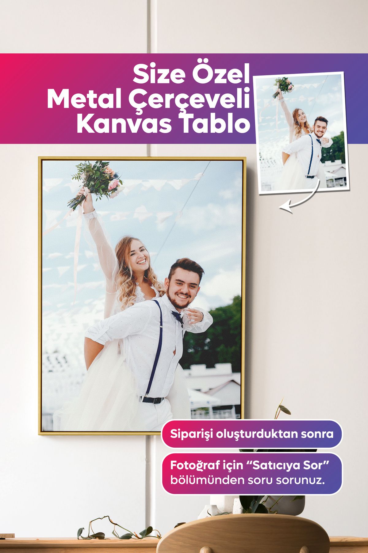 Dekopix Kişiye Özel Fotoğraflı Premium Metal Çerçeveli Kanvas Tablo