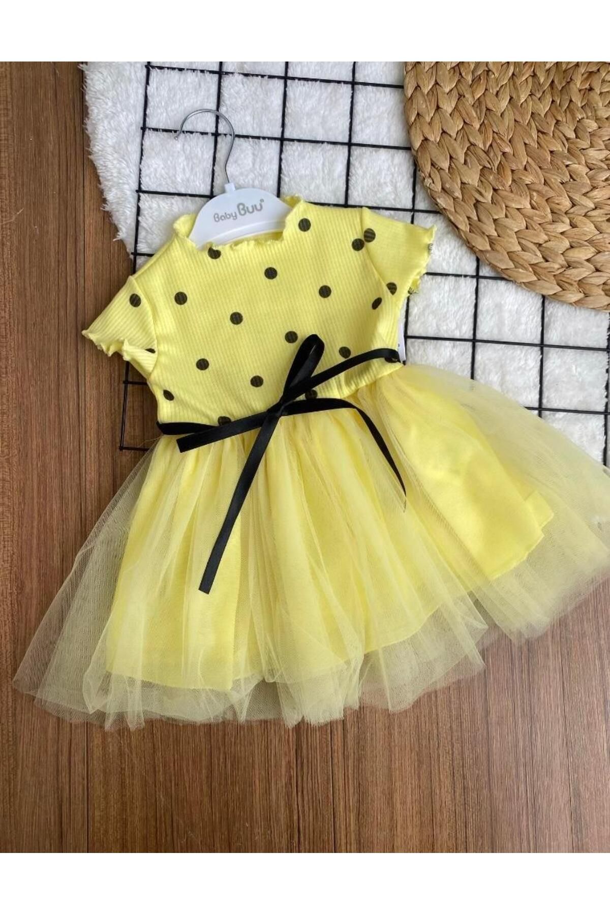 ArdenKids 6-18 Ay Sarı Puantiyeli Tüllü Elbise