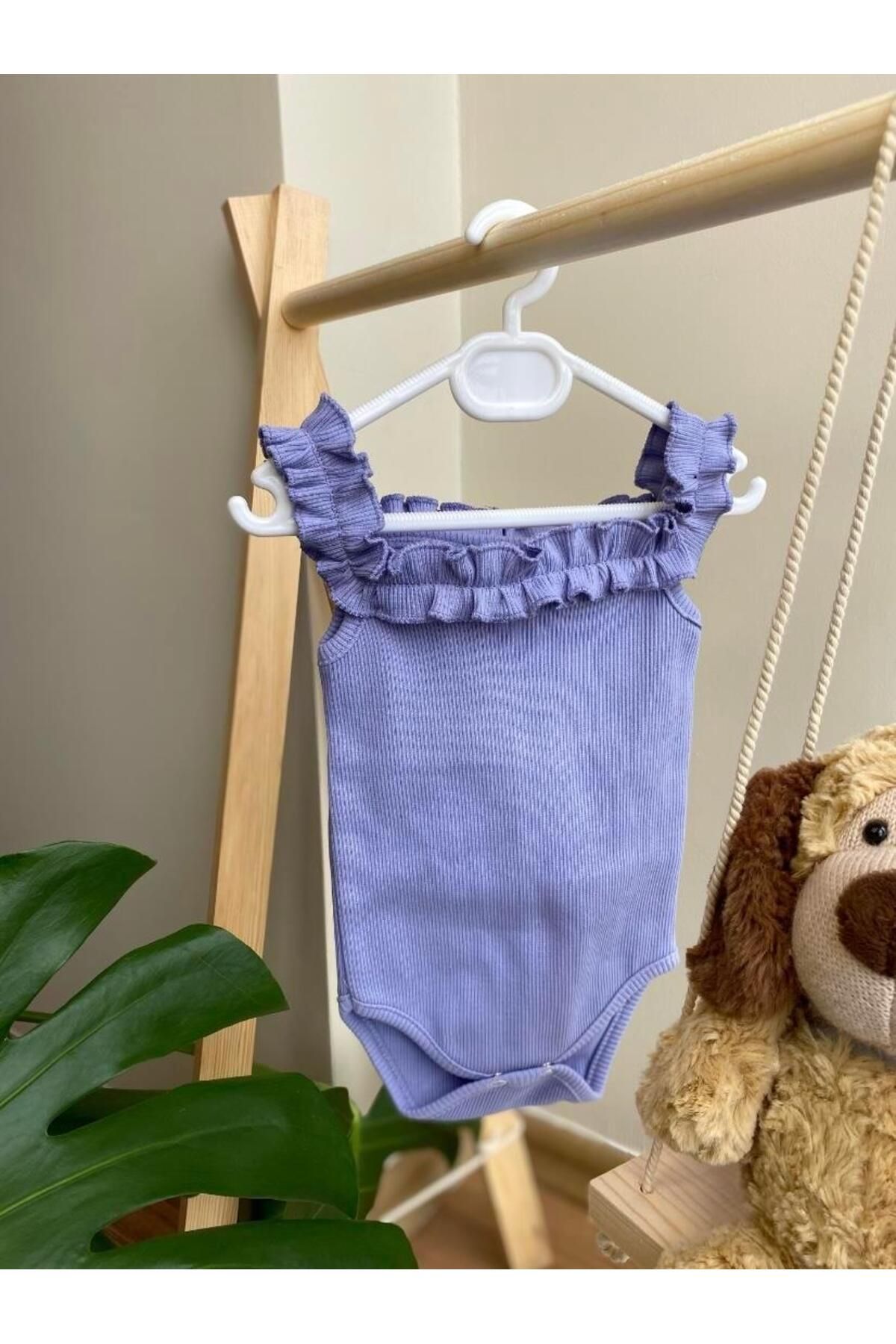 ArdenKids Lila Fırfır Askılı Zıbın