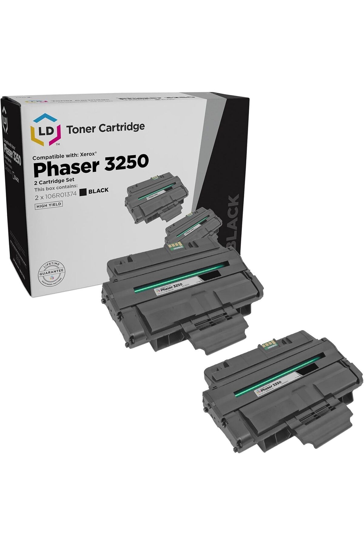 Xerox Phaser 3250 106R1374 (Black, 2-Pack) Compatible with Xerox Phaser 3250 3250D 3250DN