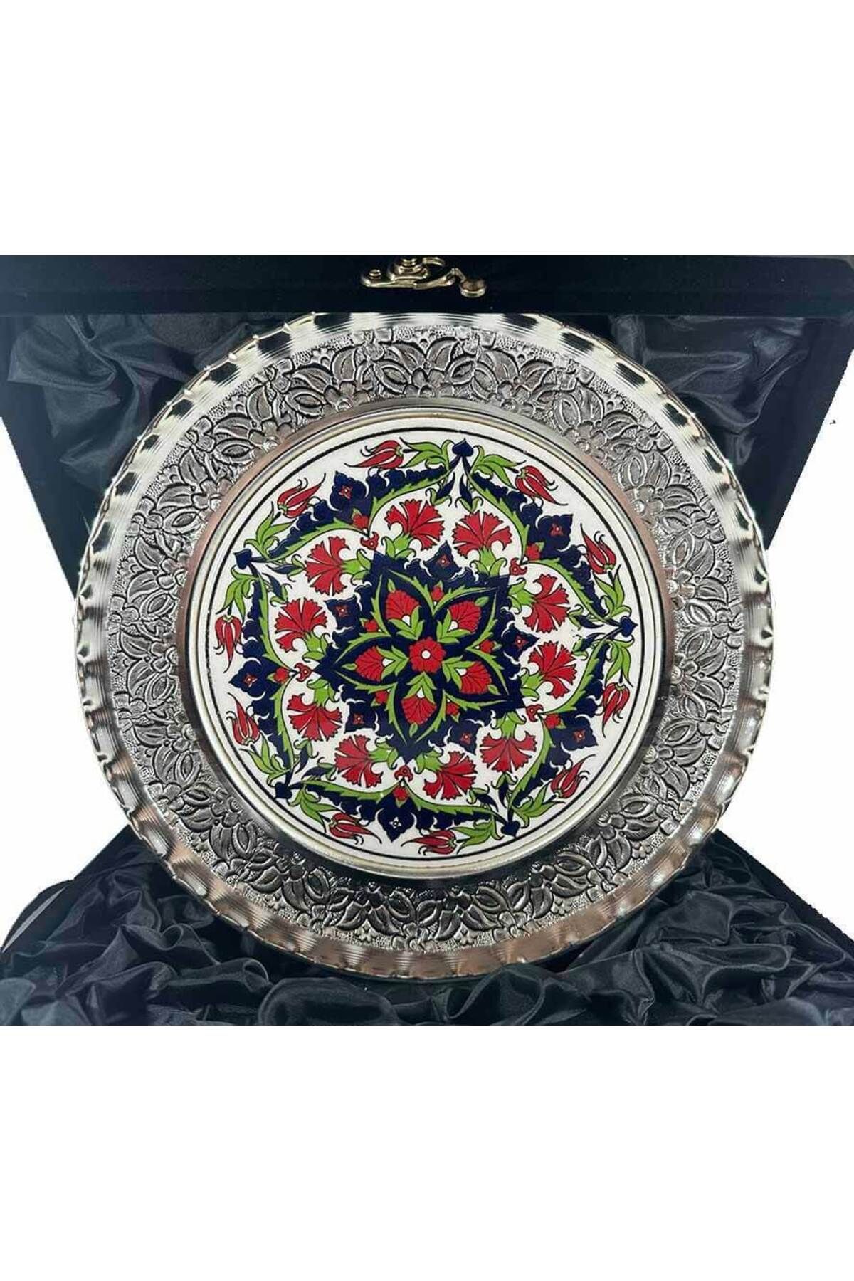 Çini Evi Karanfil Bahçesi Gümüş Kaplama Çini Tabak