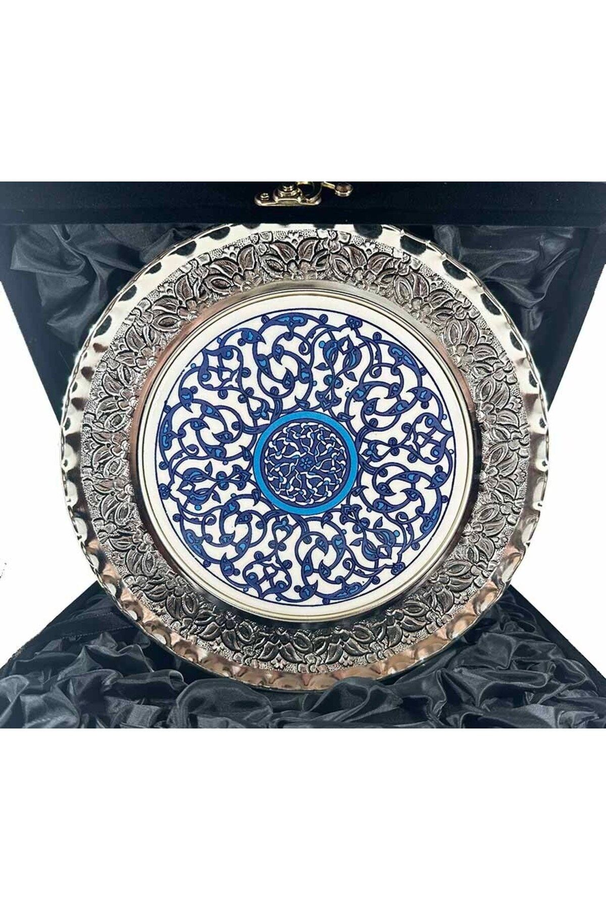Çini Evi Mavi Beyaz Seramik Gümüş Kaplama Plaket