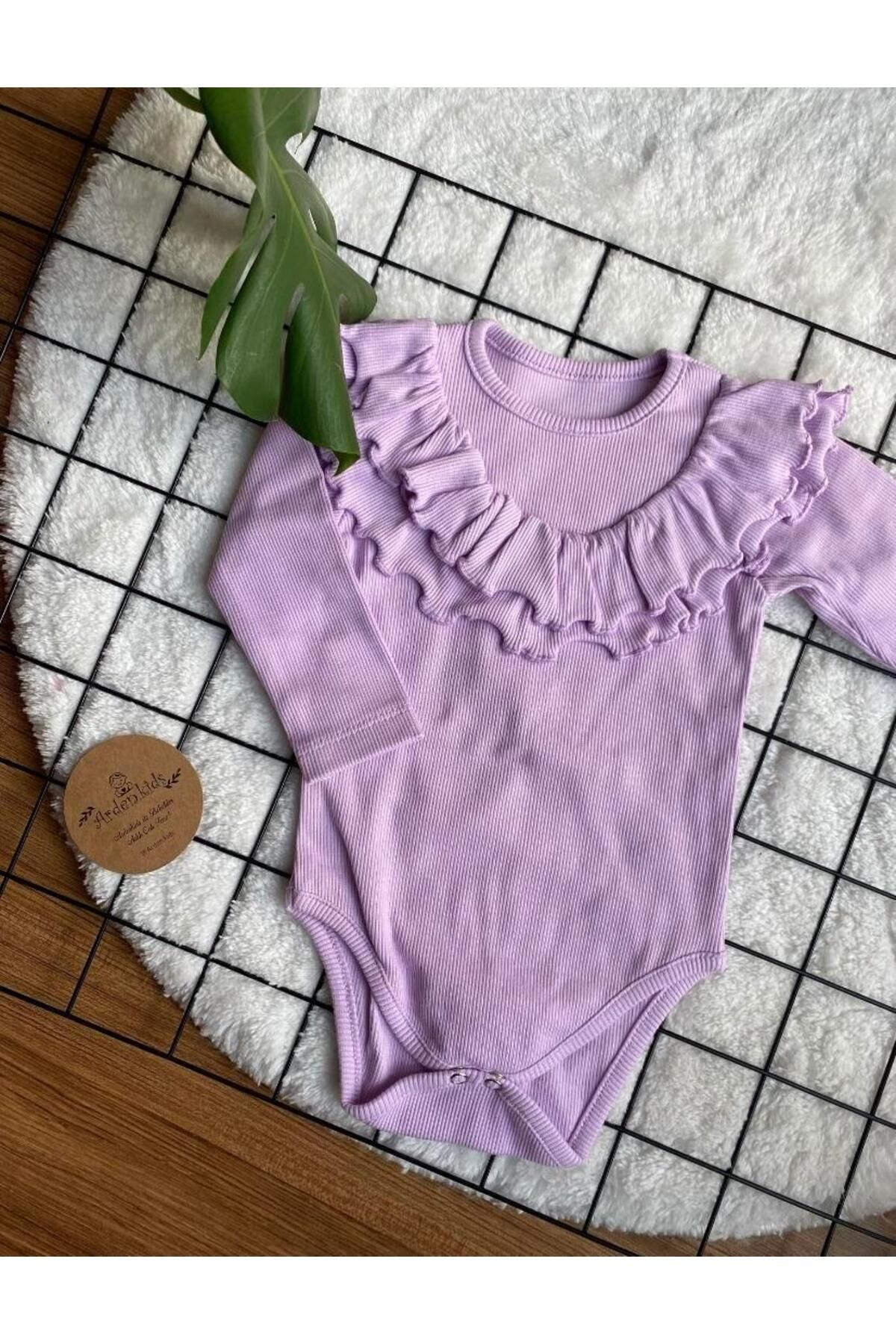 ArdenKids Lila Fırfır Yaka Baby Romper