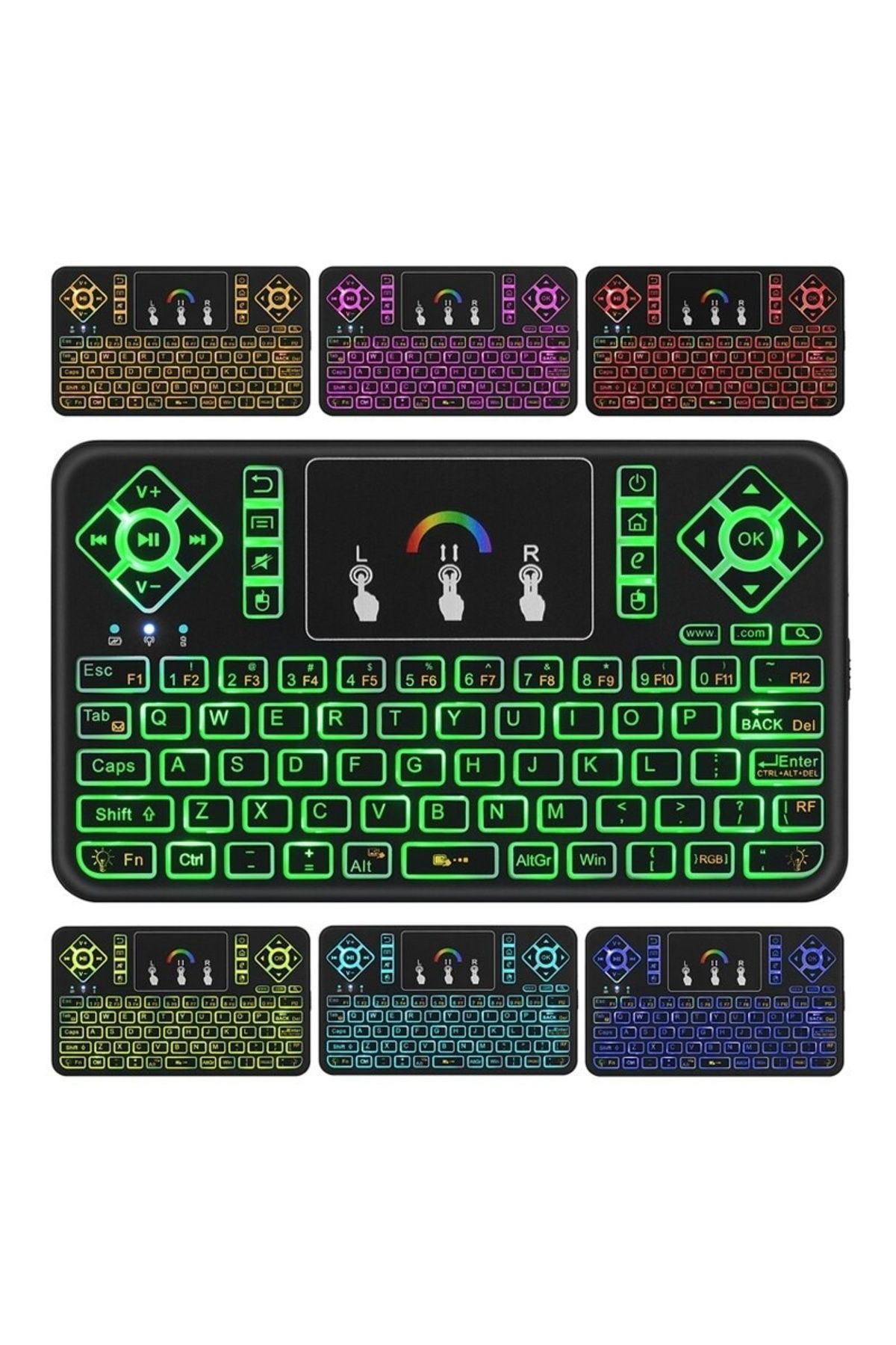 TECHSTAR-Wireless keyboard Techstar® Q9 RGB lighting, QWERTY, Plug&Play, Tochpad, Keyboard, Mouse 6