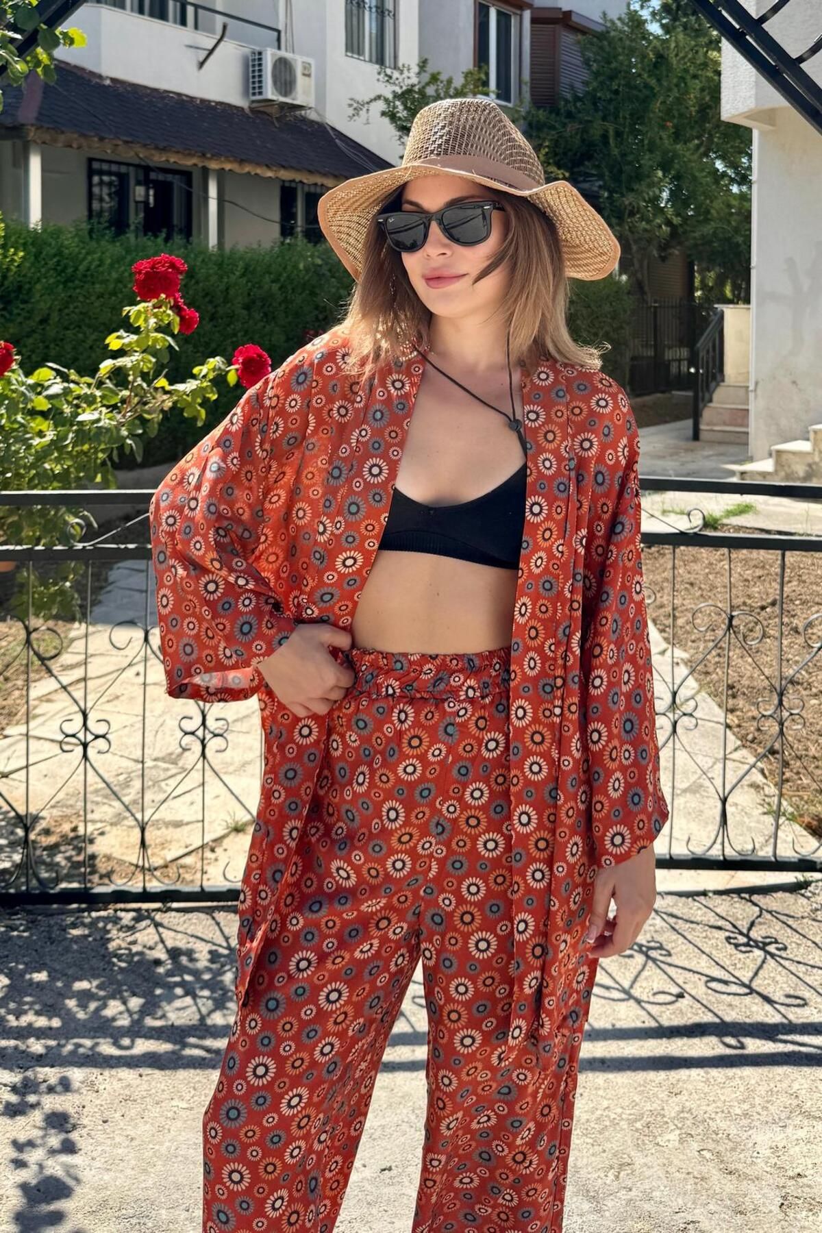 bb butik basic Alaçatı Vual Kimono Takım VL6757