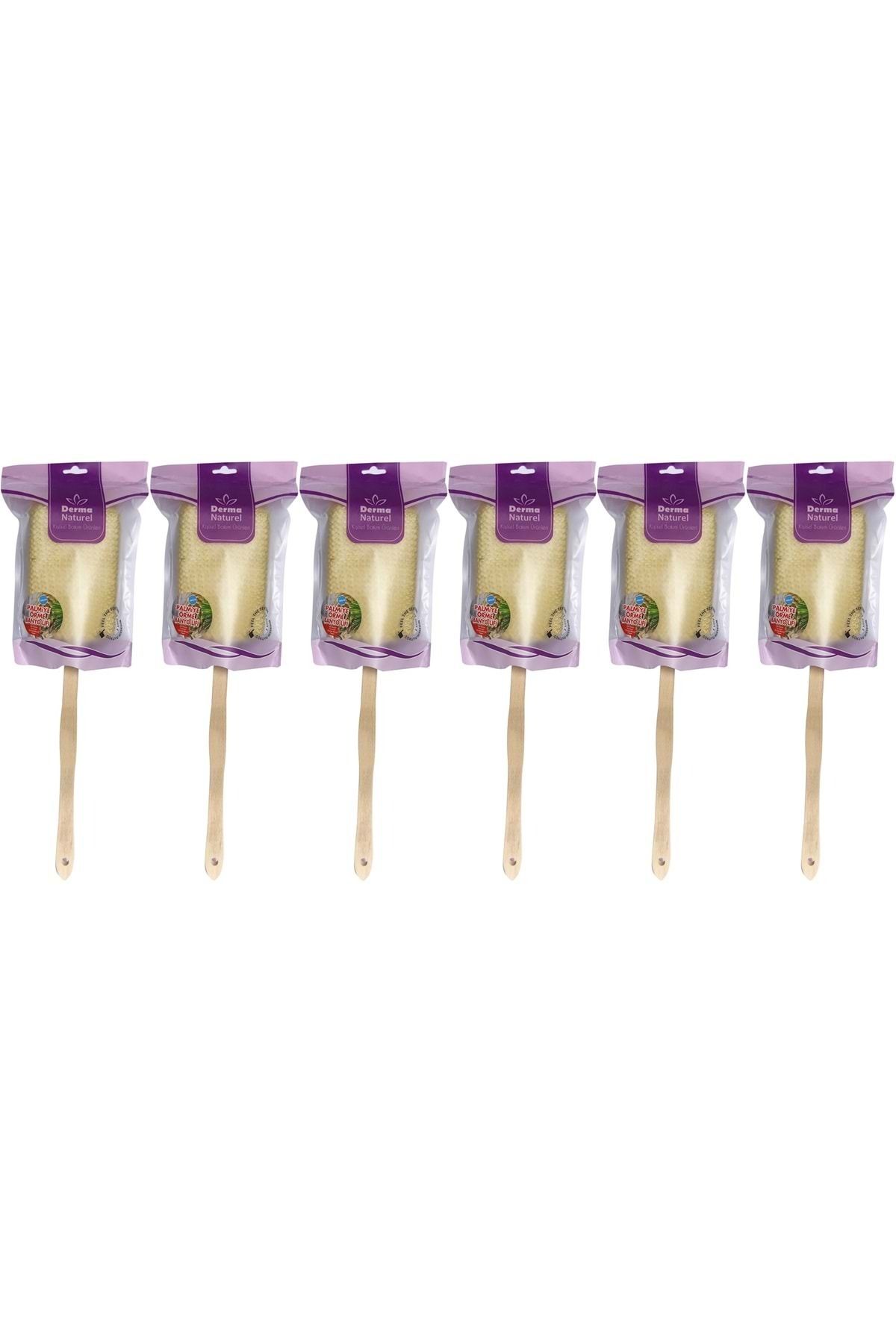 Derma Naturel Palmiye Örme Sopalı Banyo Sırt Lifi (8*24CM) MS-09 (6 Lı Set)