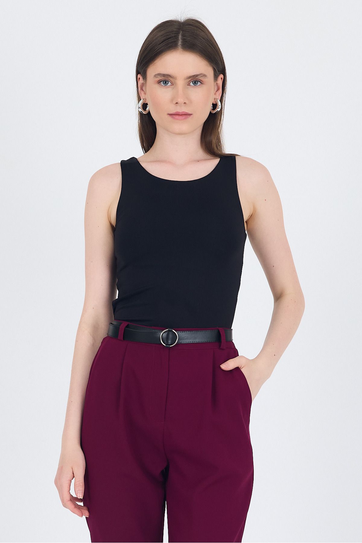 Rays Siyah Halter Yaka Vücuda Oturan Alttan Çıtçıtlı Body 9198M