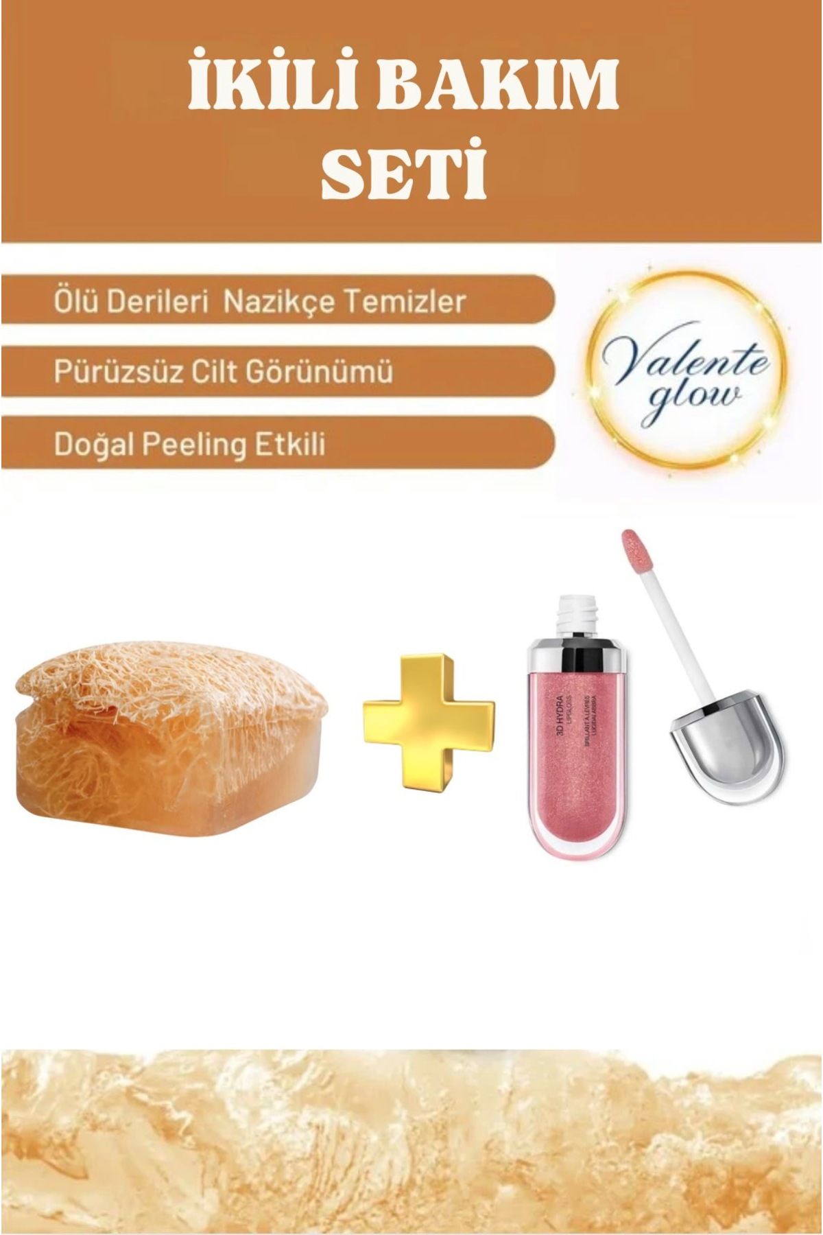 Valente Glow Cilt Tonu Eşitleyici & Aydınlatıcı Peeling Sabun + Dudak parlatıcı Gloss seti