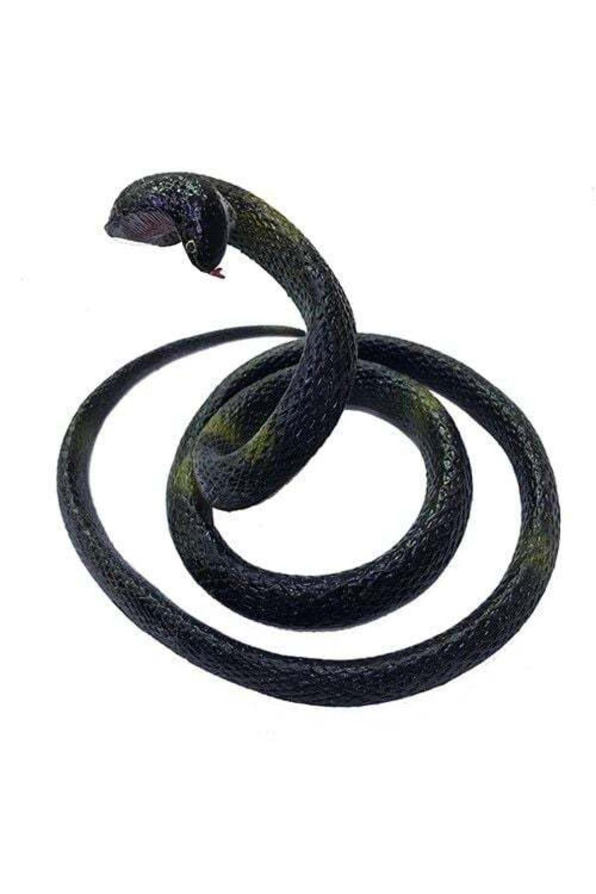 Emperium Siyah Renk Gerçekçi Kobra Model Silikon Yumuşak Yılan 80 cm