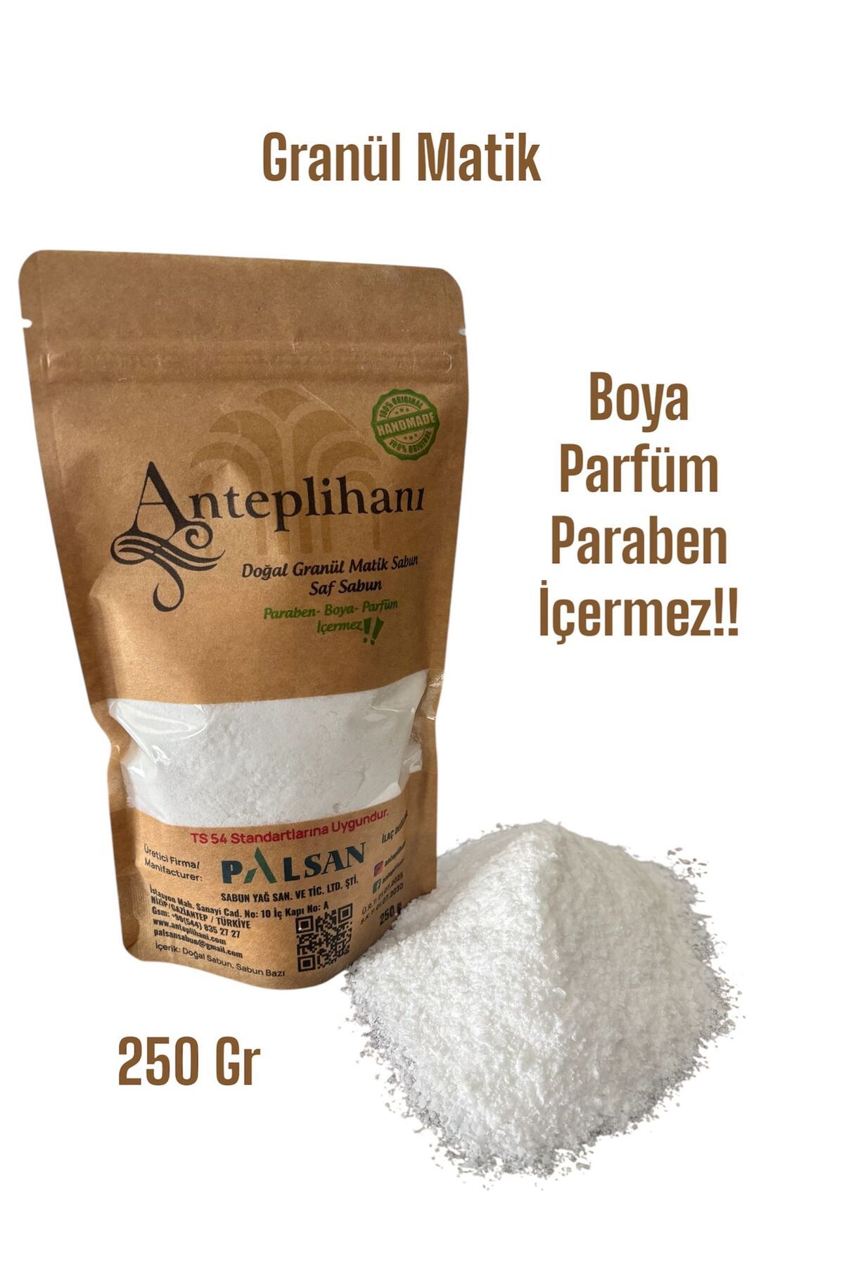 ANTEPLİHANI Doğal Granül Sabun Tozu, Bebek Çamaşırlarınız için Granül Matik %100 Bitkisel Bazlı (1 ADET 250 GR)