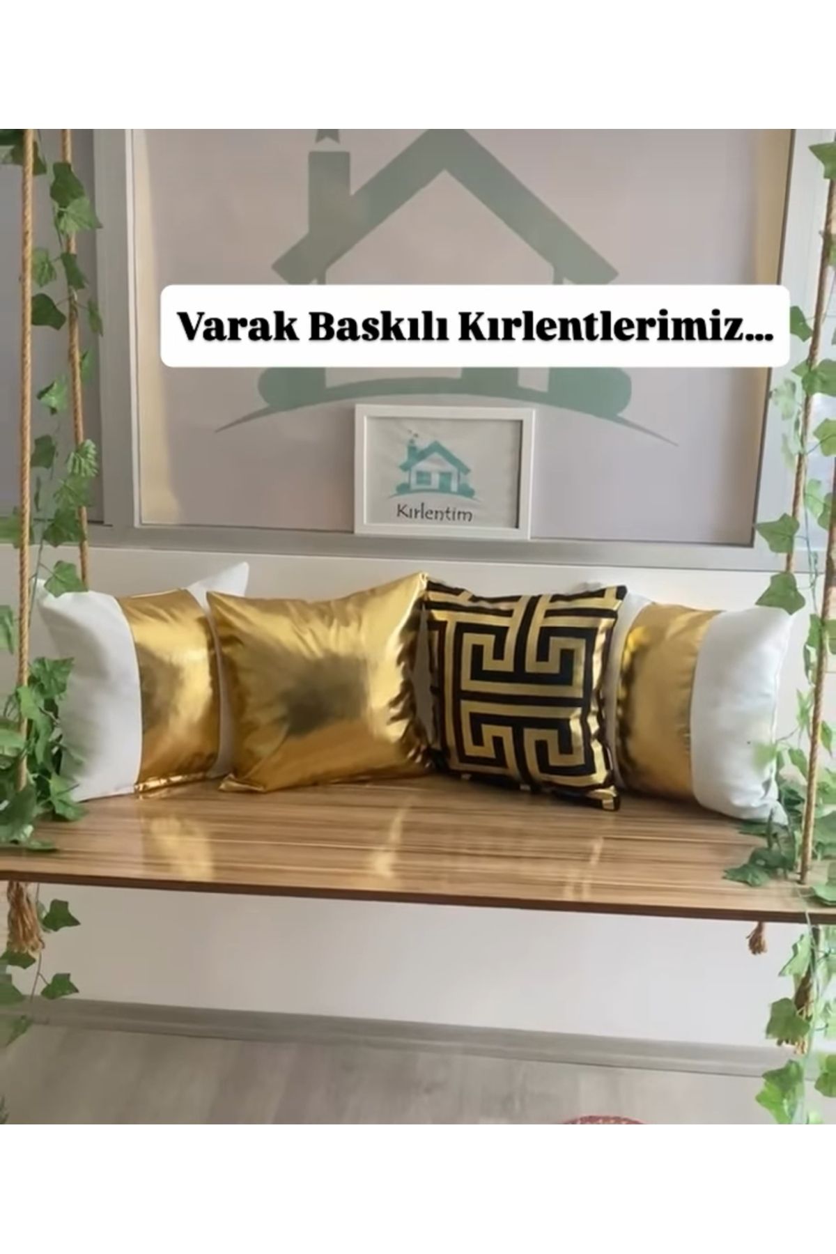 KIRLENTİM 4lü-Altın Varak Baskılı Düz-Labirent- İçi Dolu Kırlent