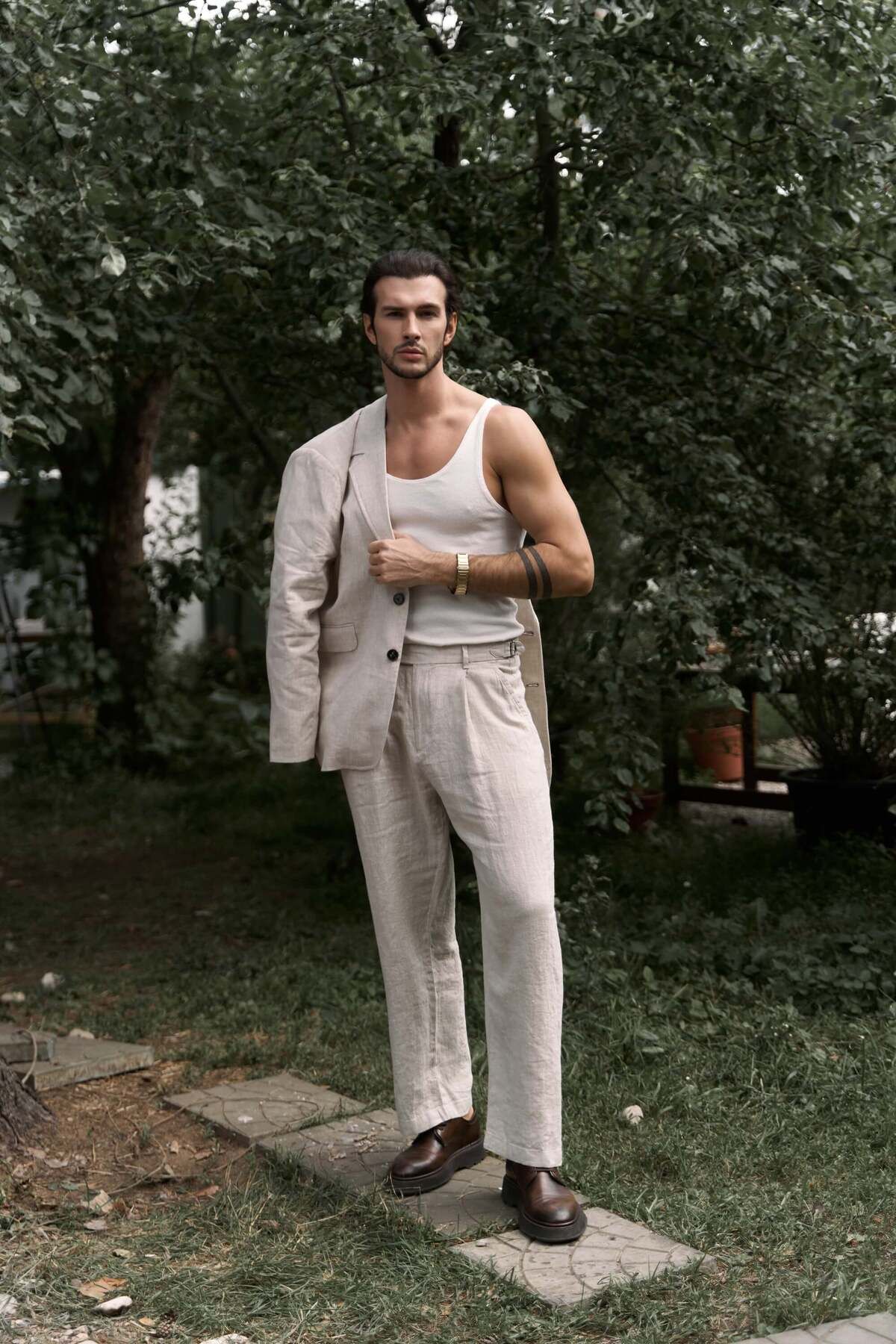 BOHEMAİ Carlo Naturel Keten Erkek Pantolon