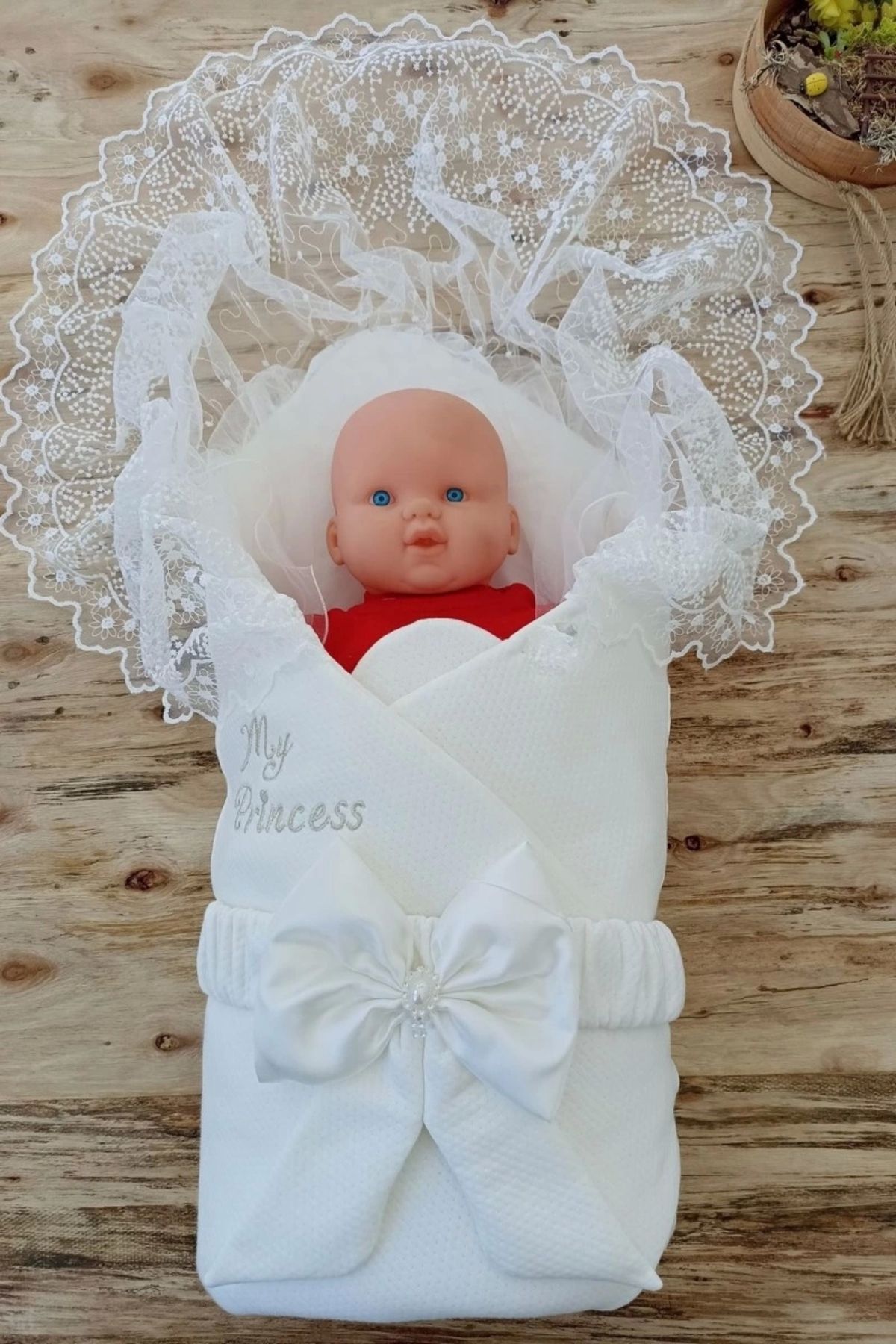 STOREMAX Yenidoğan Sahra My Princess Nakışlı Lüks Kundak Bebek Battaniyesi