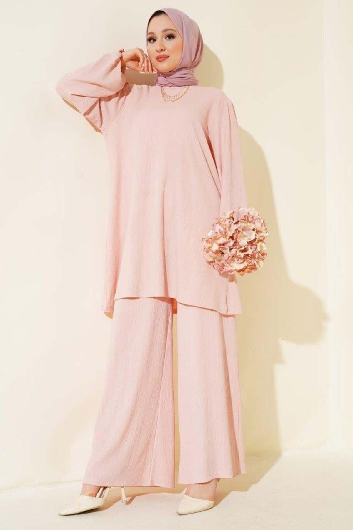 modamtn Pudra Tunik Pantolon Alt Üst Takım 6663