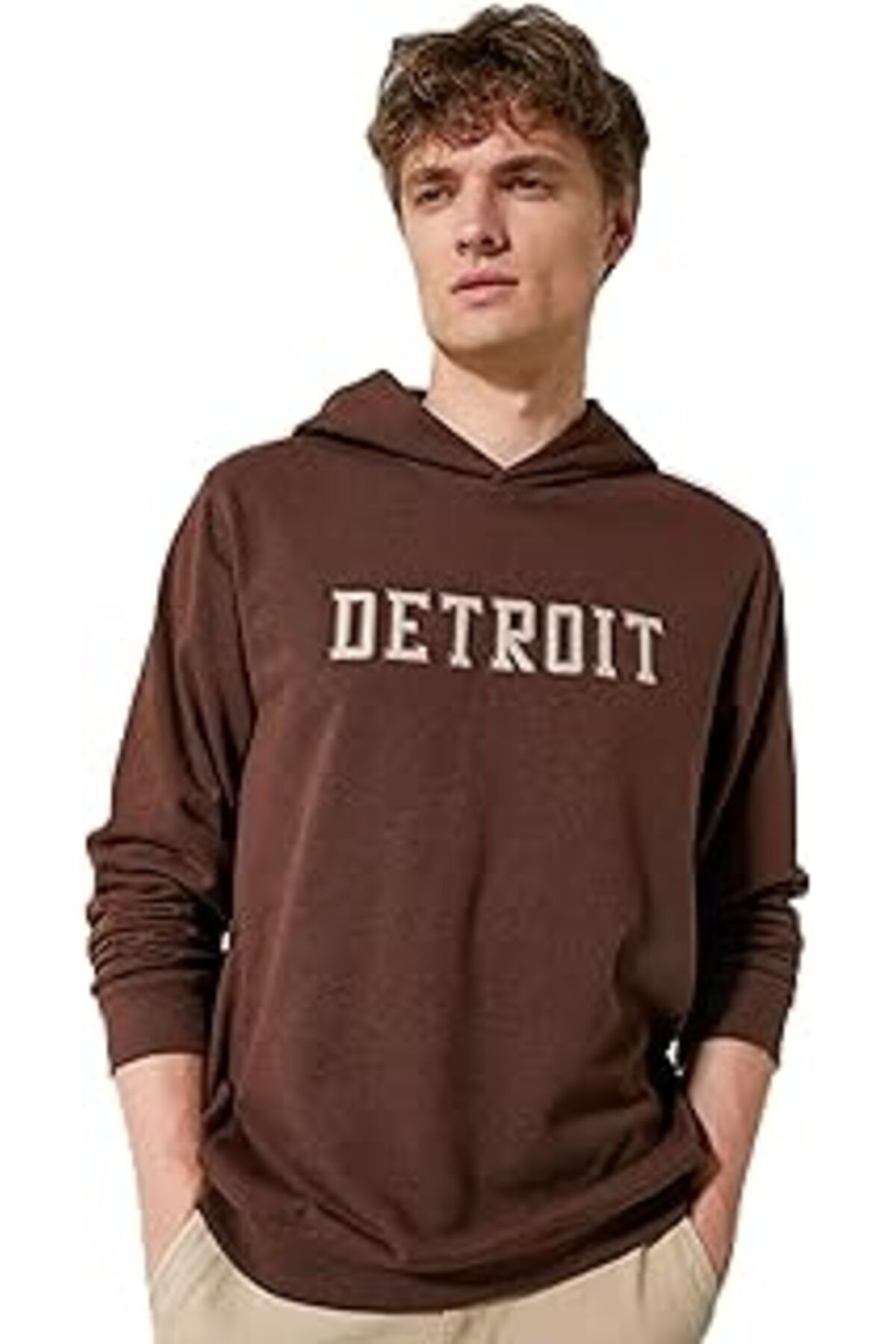 Pazarcan Oversize Hoodie Kolej İşlemeli Uzun Kollu