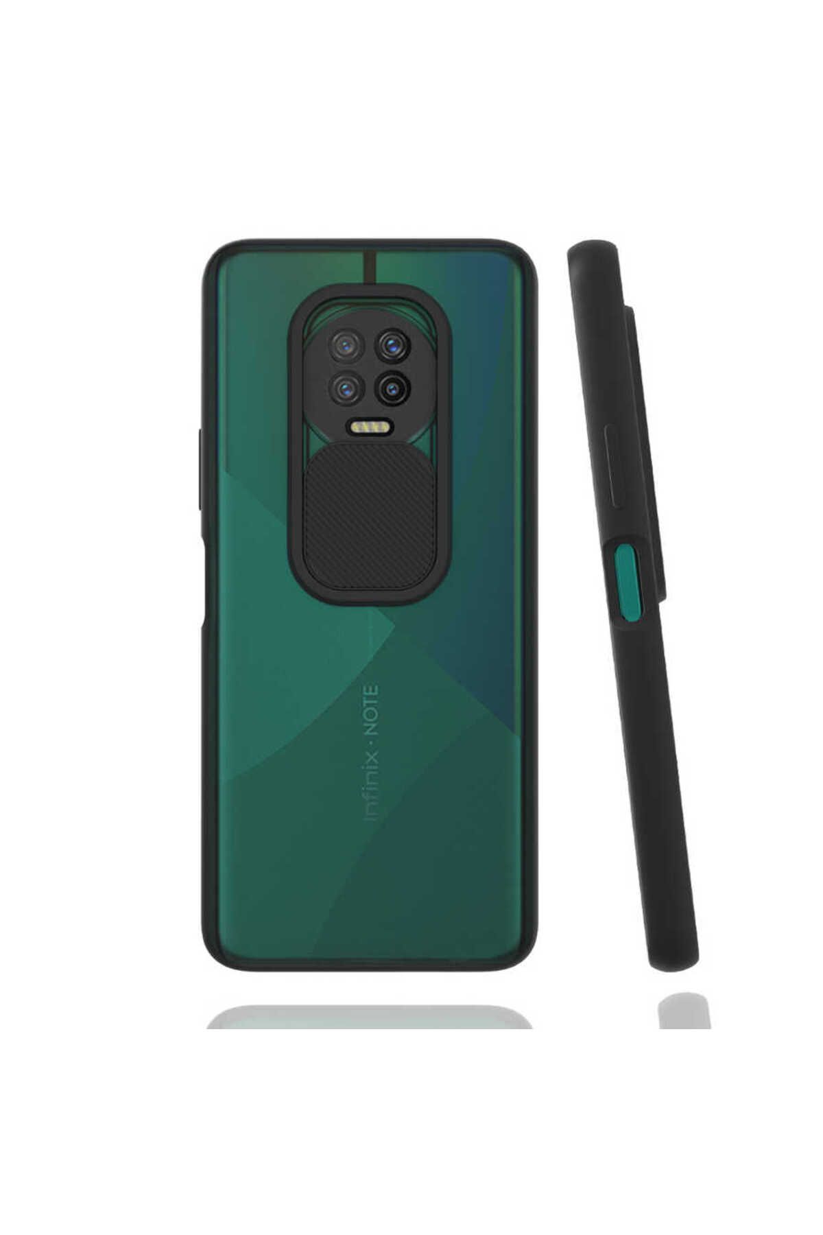 halkhouse İnfinix Note 7 Kılıf Kamera Korumalı Sürgülü Renkli Sert Esnek Silikon Lensi Kapak