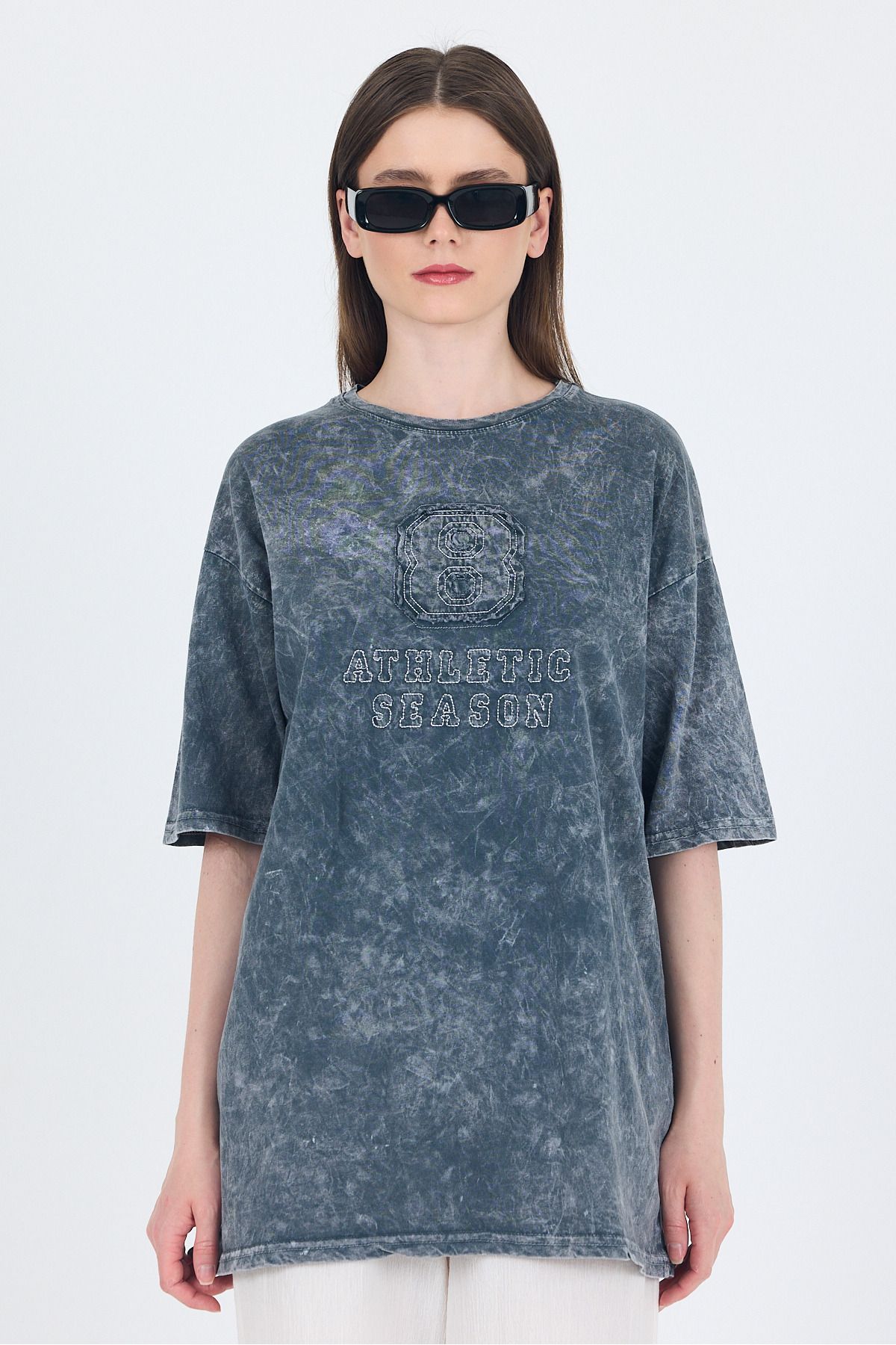 Rays Füme Yazı Nakışlı Oversize Tişört 253017