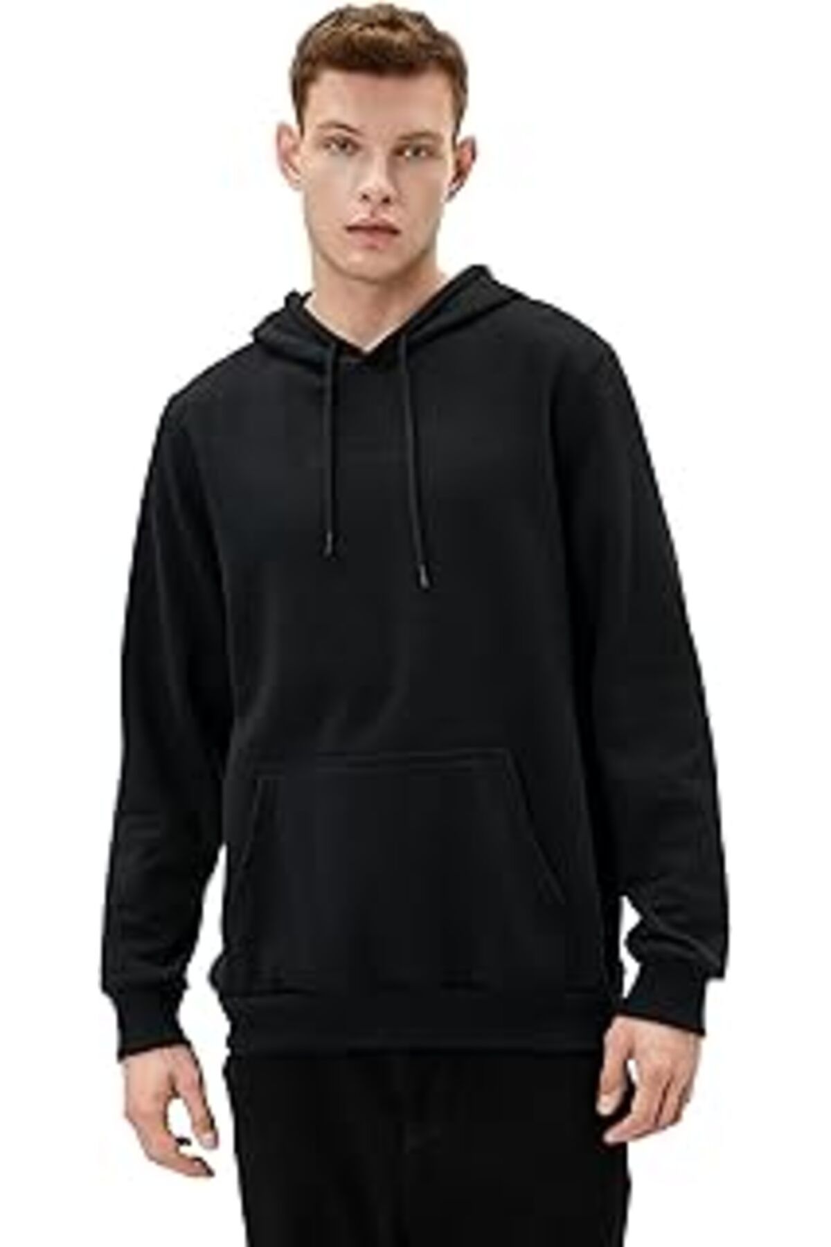 Pazarcan Slogan İşlemeli Hoodie Kanguru Cep Detaylı