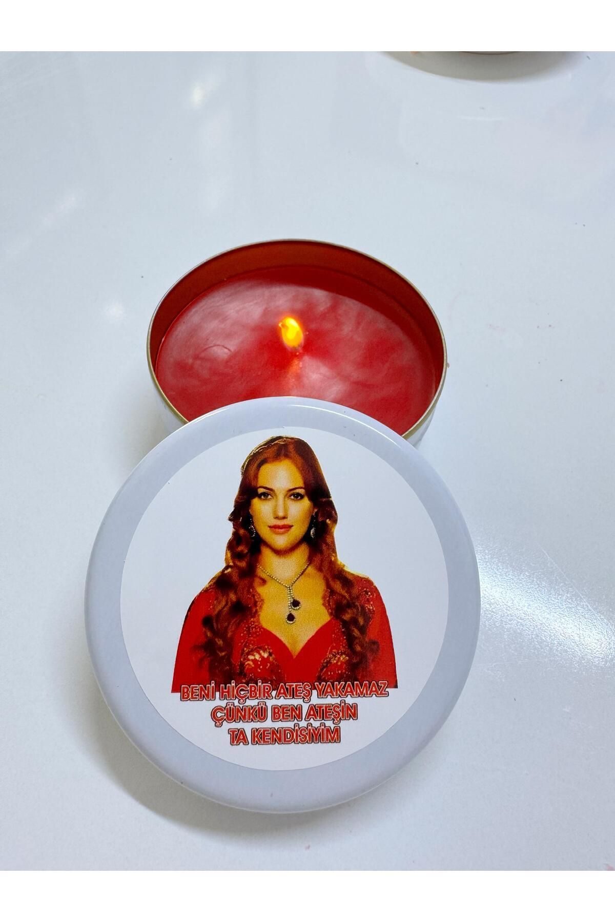 Elioure Kırmızı Hürrem Sultan Temalı Teneke Mum, Şık ve Dekoratif Hediye Seçeneği