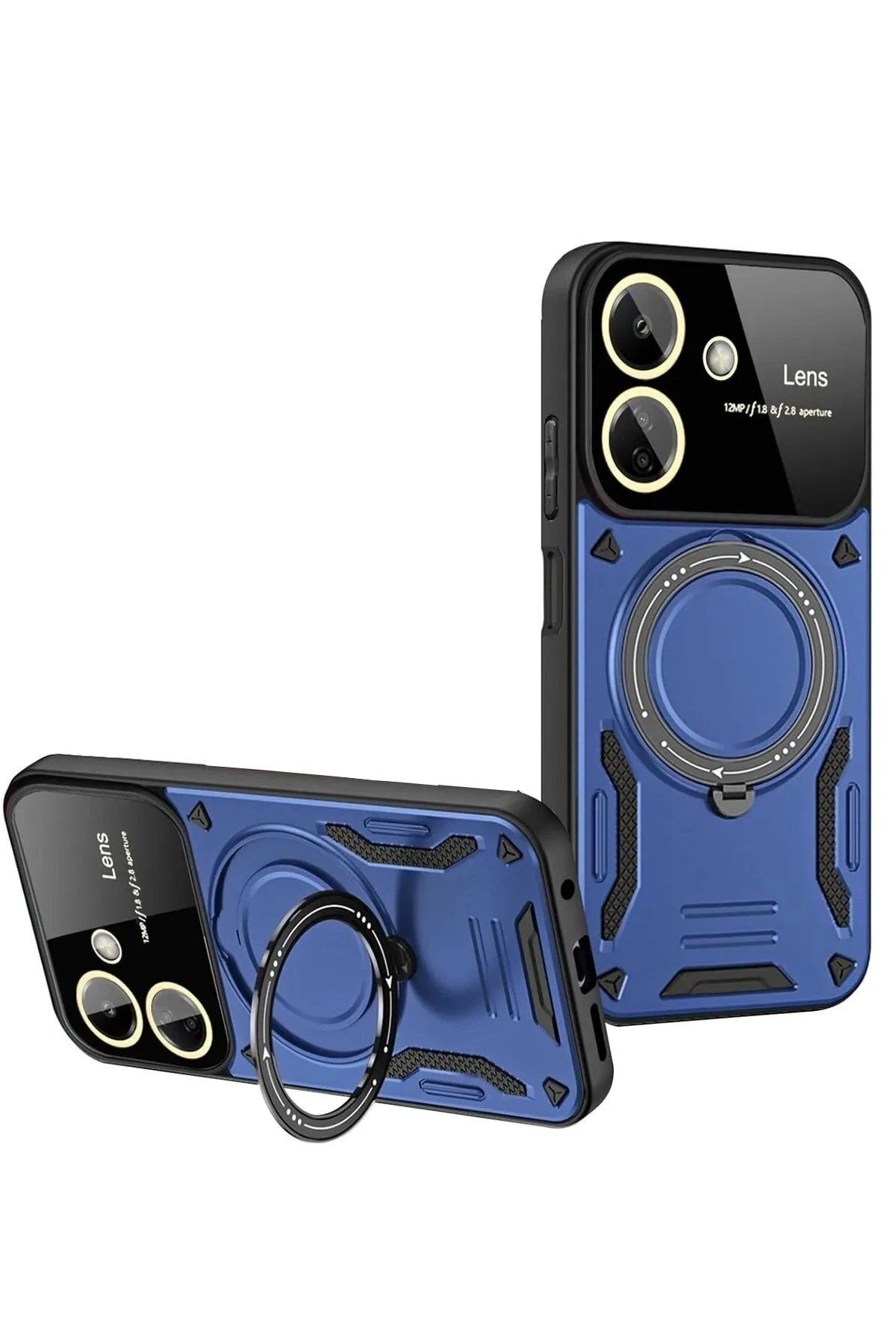 Toptan Bulurum Xiaomi Redmi 13C Kılıf Joy Lens Standlı Kapak - Lacivert