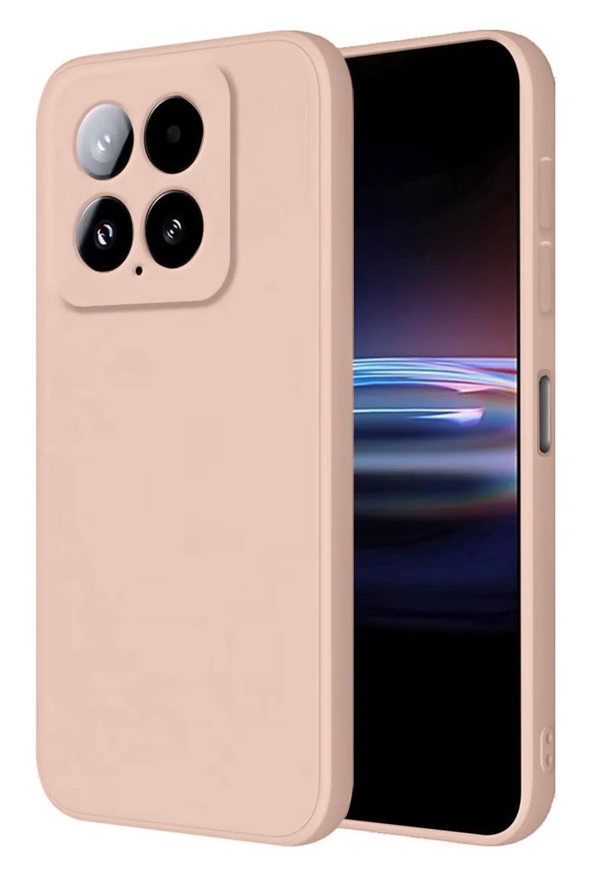 Toptan Bulurum Xiaomi Mi 14T Pro Kılıf Nano içi Kadife Silikon - Pudra