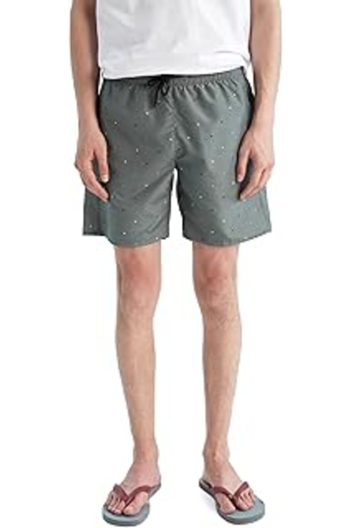 Pazarcan Defacto Erkek Regular Fit Minimal Desenli Kısa Boy Deniz Şortu