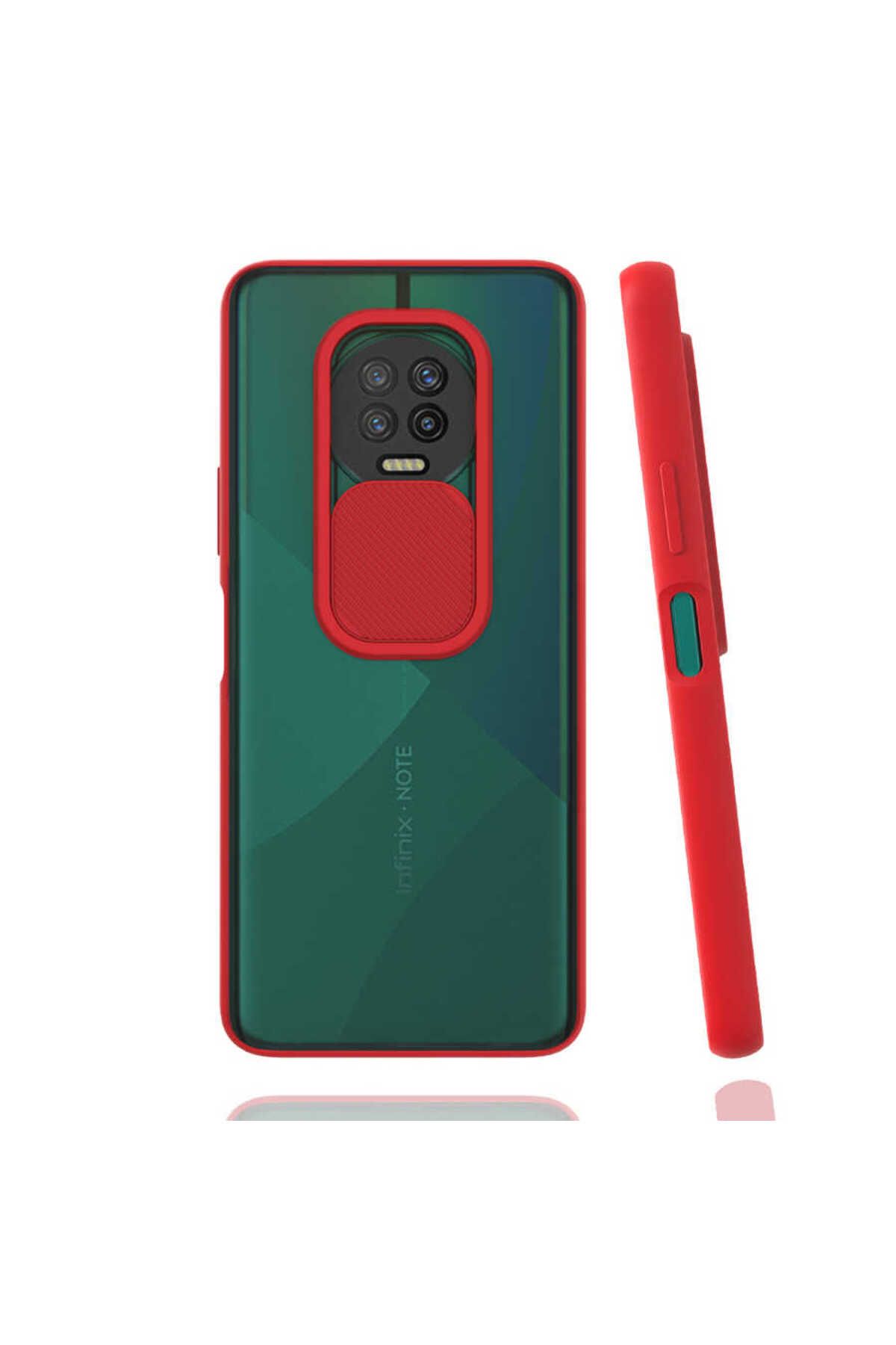 halkhouse İnfinix Note 7 Kılıf Kamera Korumalı Sürgülü Renkli Sert Esnek Silikon Lensi Kapak