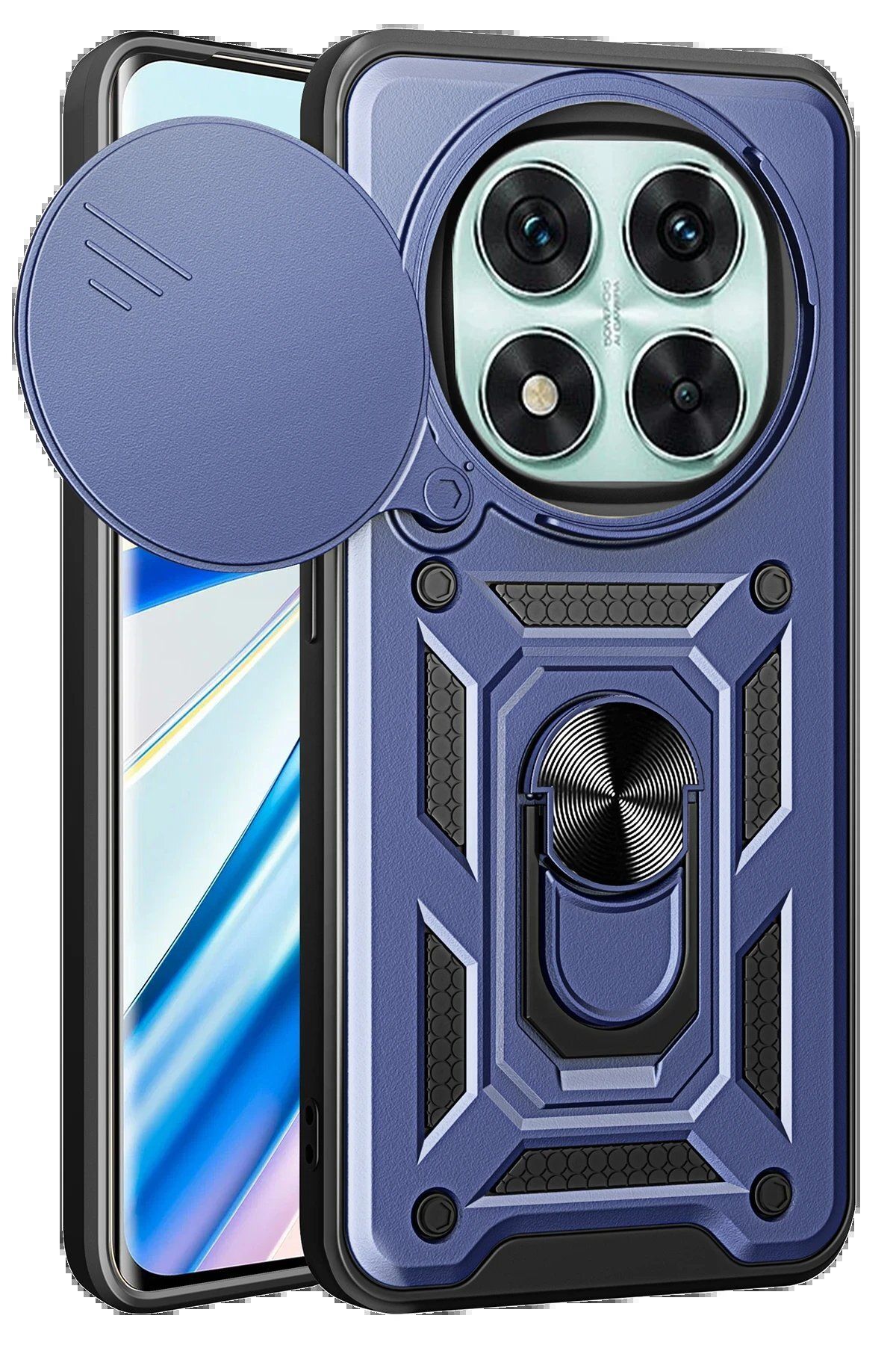Toptan Bulurum Xiaomi Redmi Note 14 Pro 4G Kılıf Pars Lens Yüzüklü Silikon - Lacivert