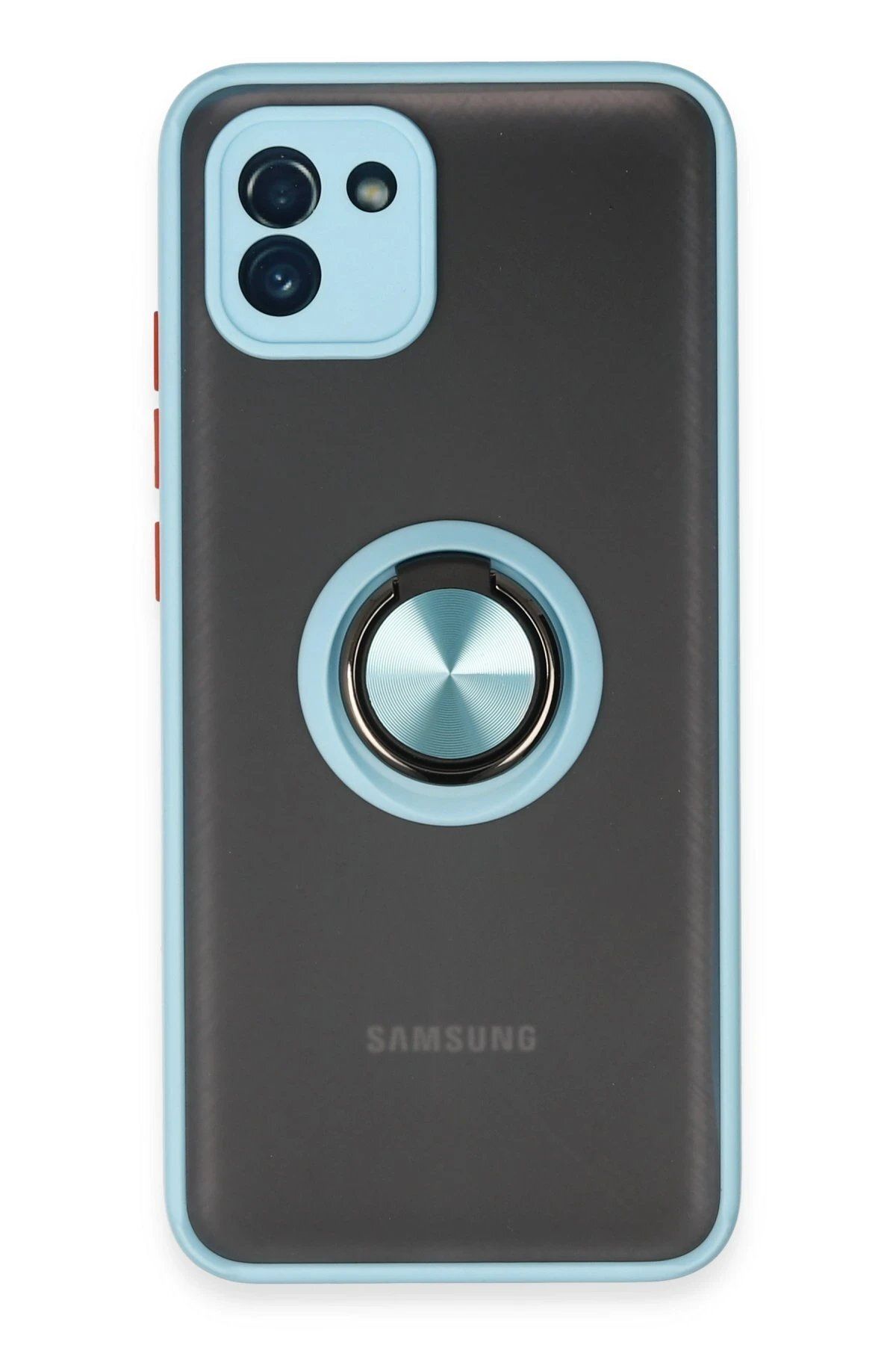 Toptan Bulurum Samsung Galaxy A03 Kılıf Montreal Yüzüklü Silikon Kapak - Buz Mavi