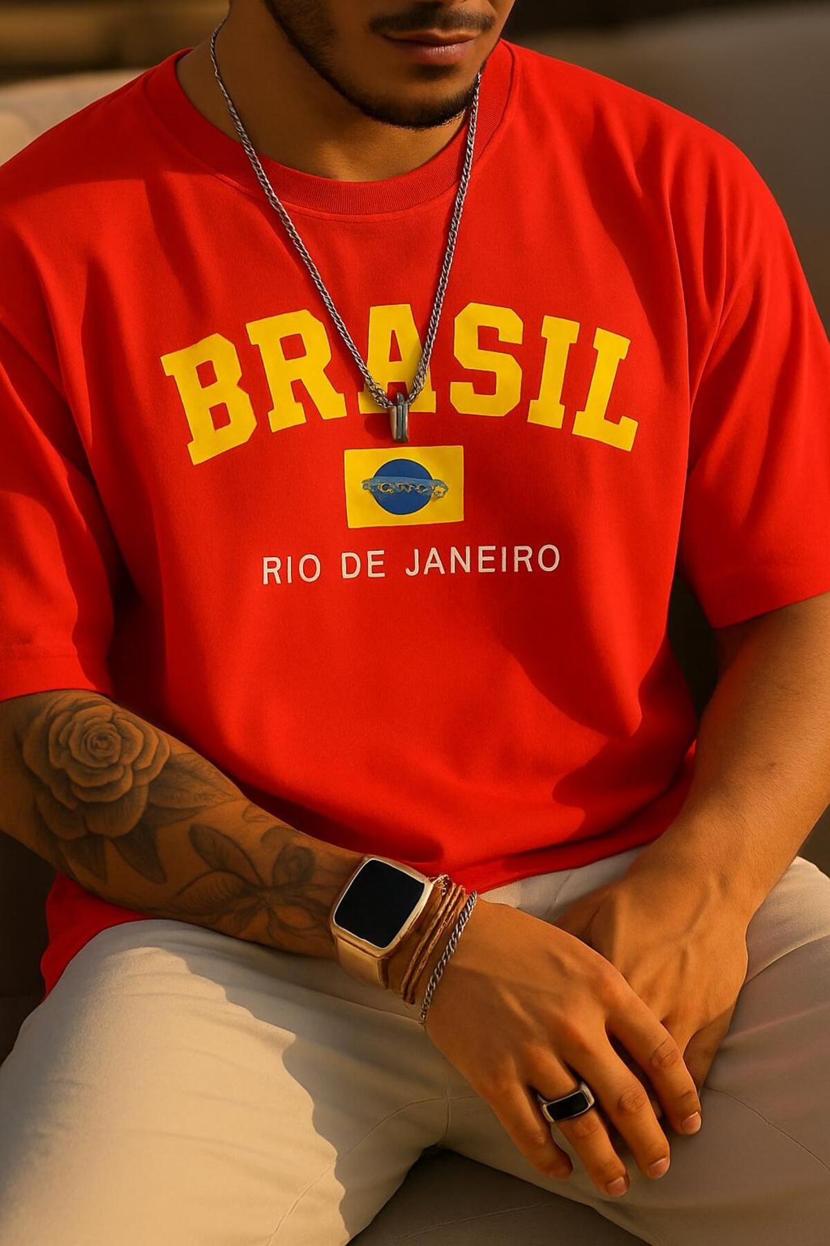 New Shine Brasil Brezilya Baskılı Oversize T-Shirt