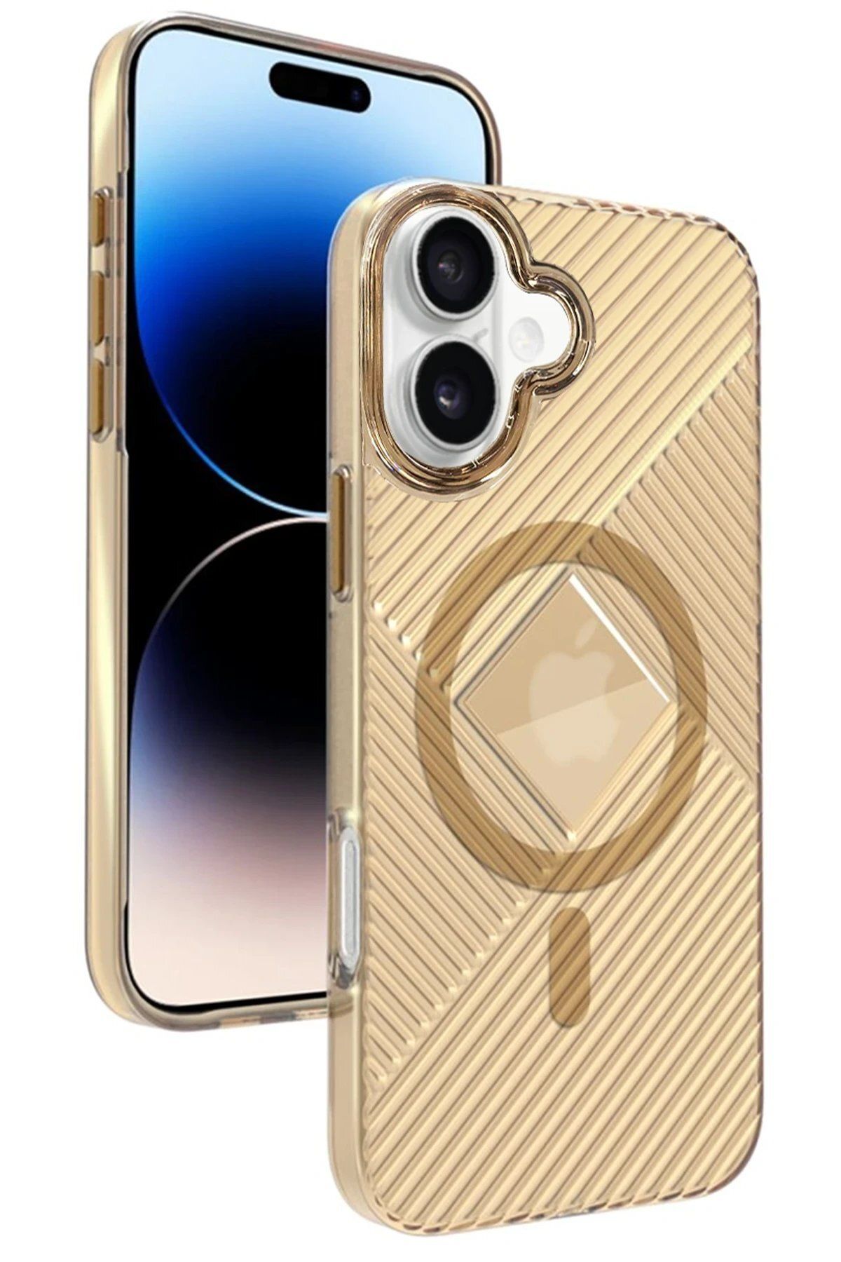 Toptan Bulurum iPhone 16 Stella PC Sert Magsafe Kılıf - Gold