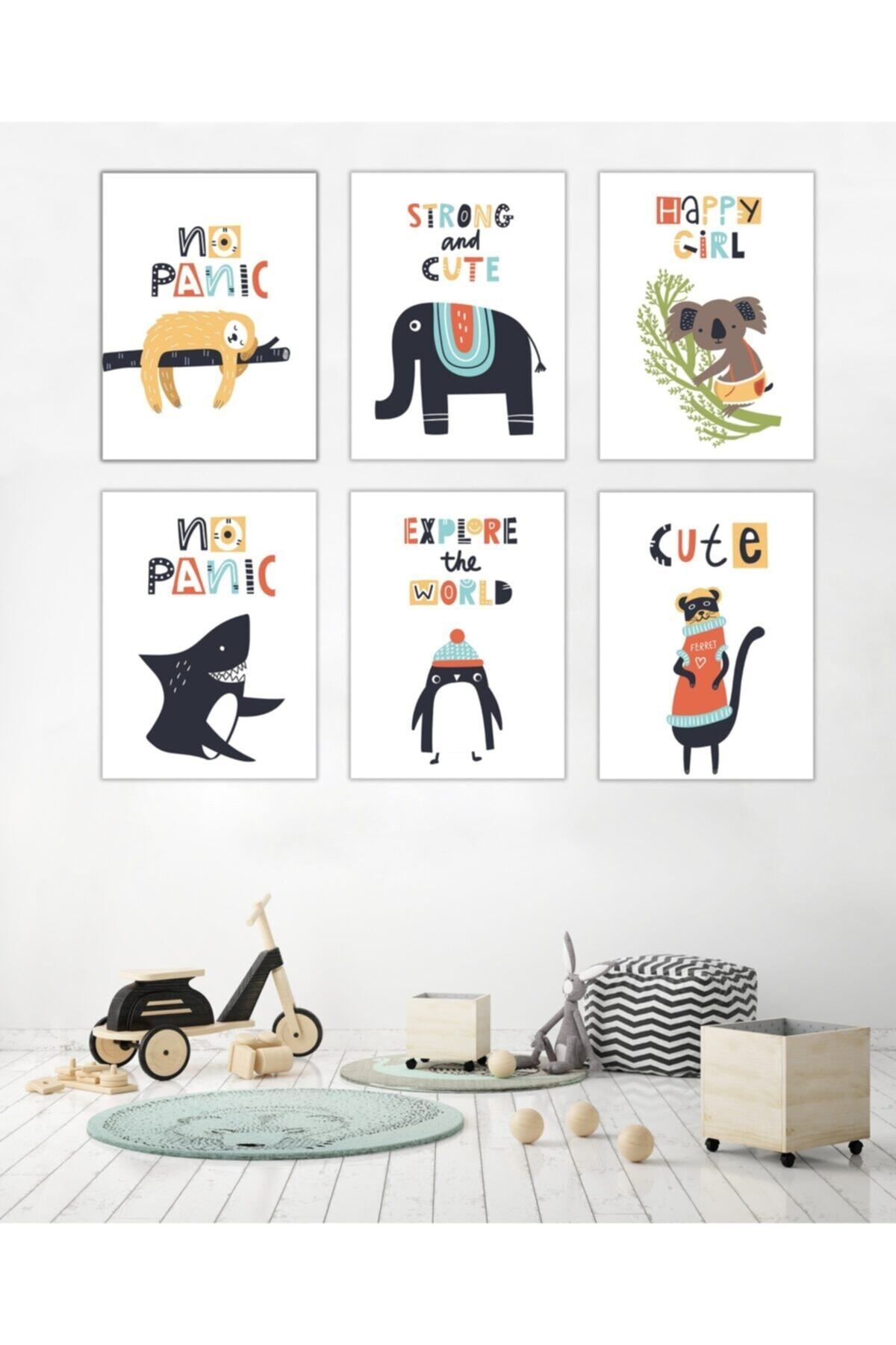 Elioure Çocuk odası çerçevesiz poster seti, 30x42 cm, kuşe kağıt baskı