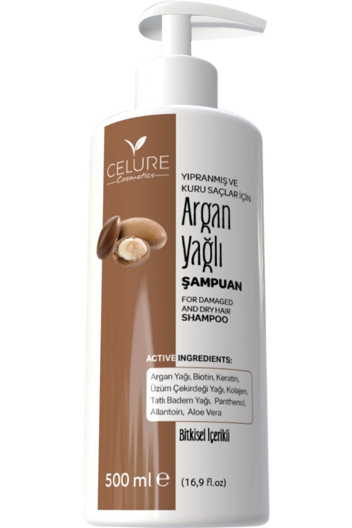 Celure Argan Özlü Şampuan 500 ml | Yıpranmış Saçlara Onarıcı ve Besleyici Bakım