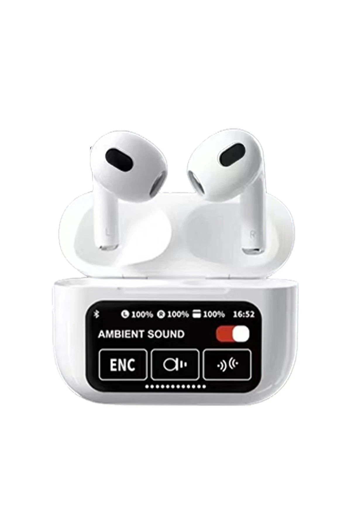 Toptan Bulurum A10 Pro Aktif Gürültü Engelleyici Özellikli Dijital Ekranlı Airpods Bluetooth Kulaklık - Beyaz