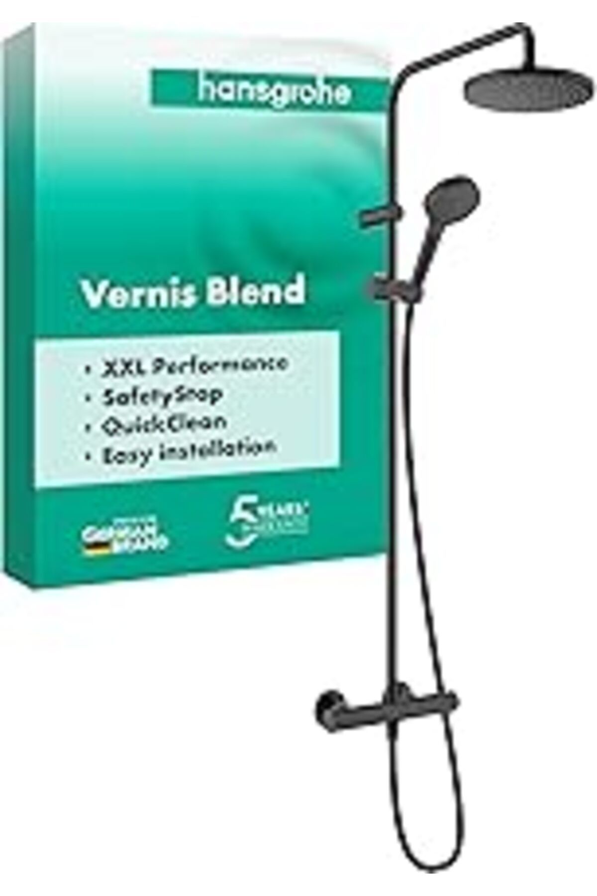 Pazarcan Hansgrohe Vernis Blend 26276670 Termostatlı Duş Sistemi, Yağmur Duşu (205 Mm) Armatürlü, El Duşu (2