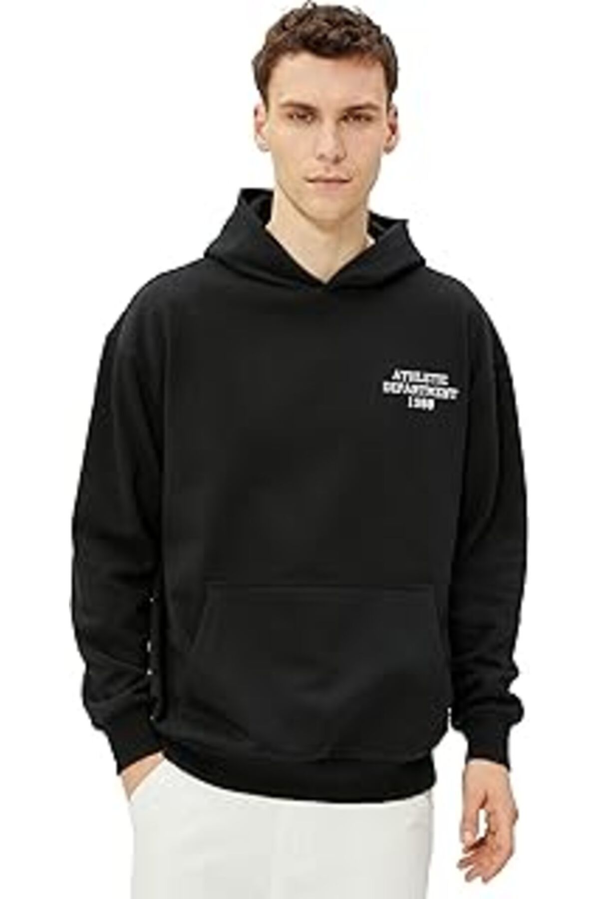 Pazarcan Kolej Sweatshirt Kapşonlu Baskılı Kanguru Cep Detaylı Şardonlu