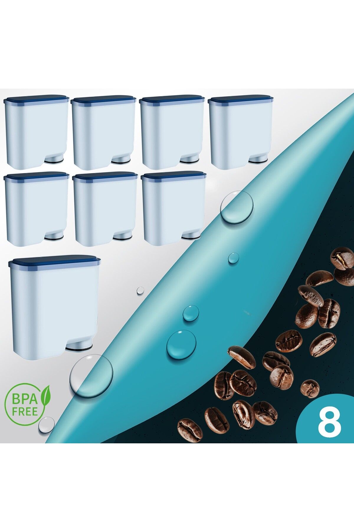 Shuii Pure Kafe Ph012 - Philips Saeco Aquaclean Için 8 Adet Kahve Makinesi Su Filtresi