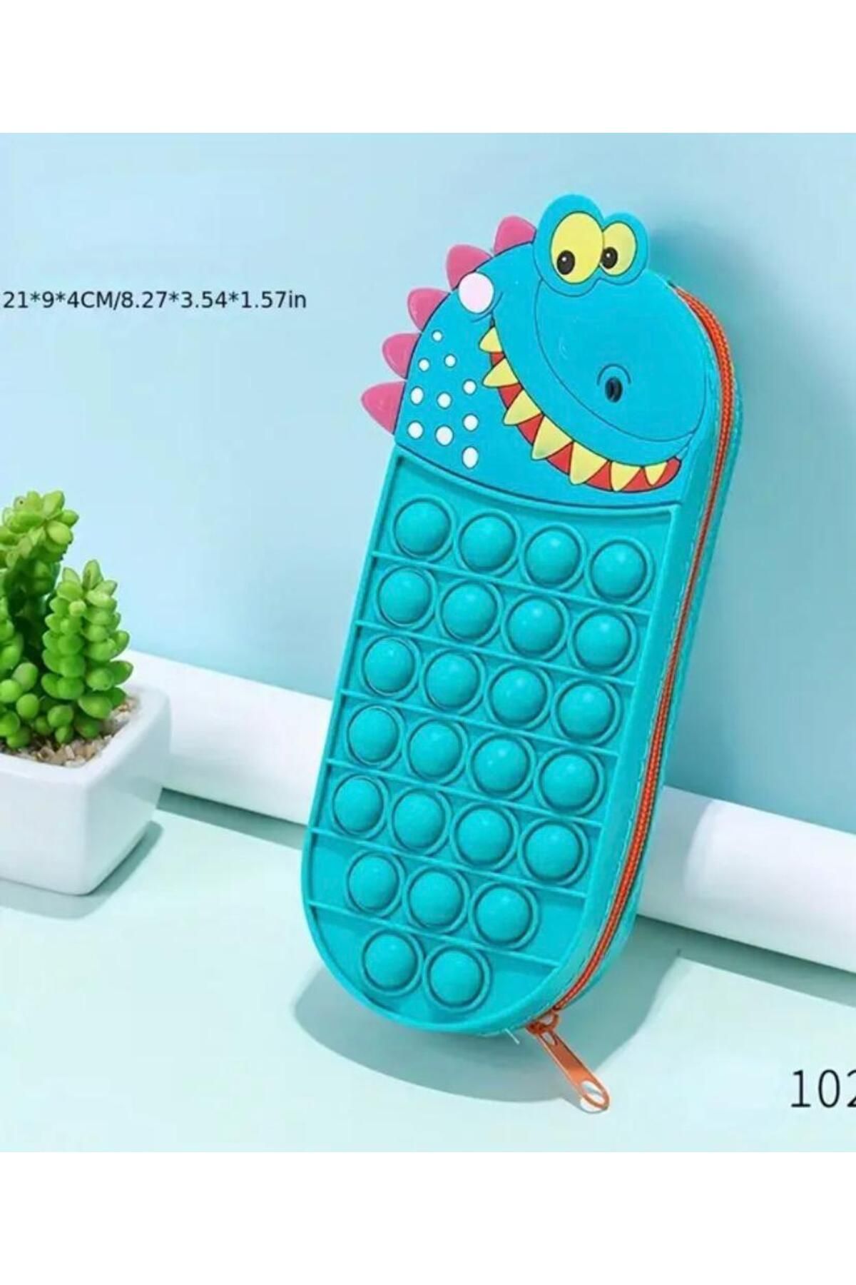 shop Erkek Çocuk Dinozor Figürlü Yeşil Renk Popitli Tek Gözlü Fermuarlı Kalem Kutu Çanta