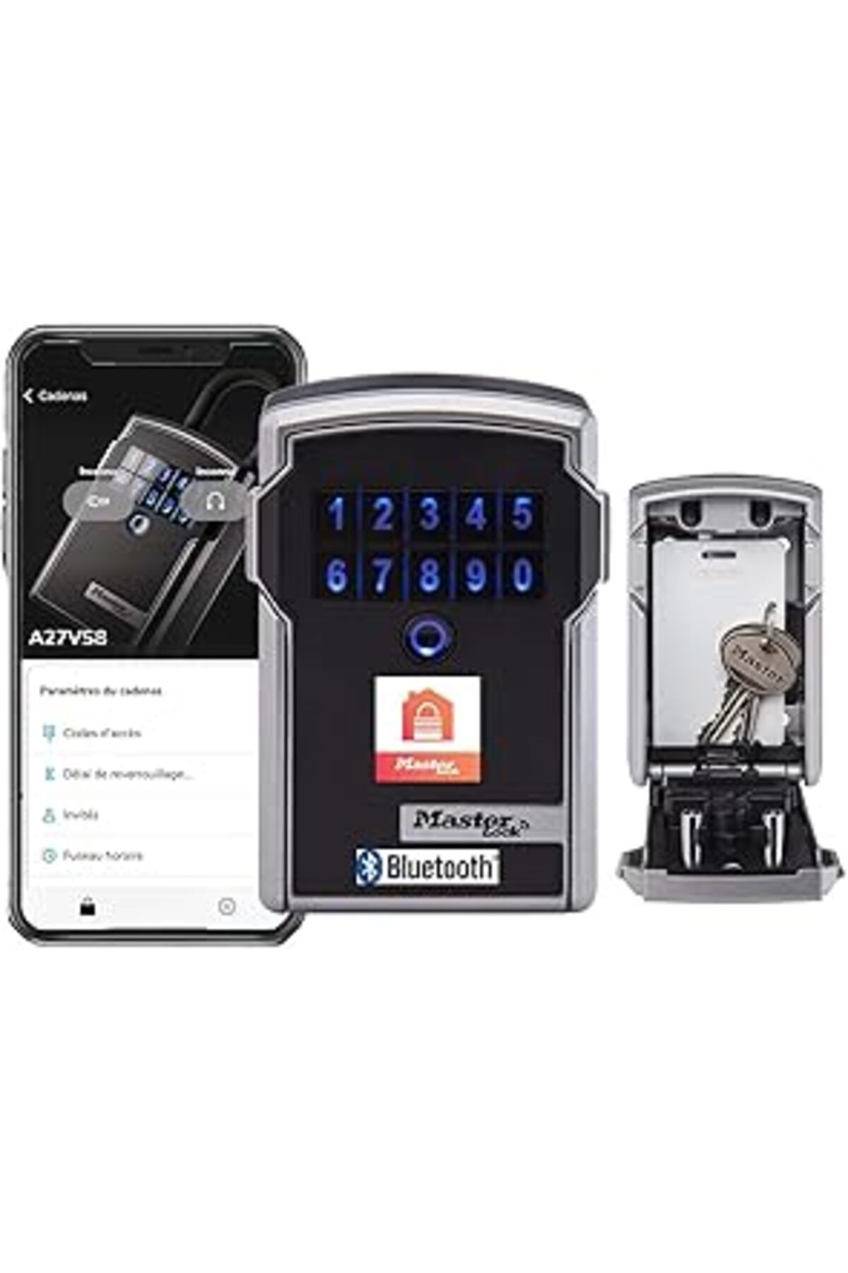 Pazarcan Master Lock 5441Eurd Bluetooth Anahtar Kasa [Büyük] - Güvenli Ve Akıllı Anahtar Güvenli, 9 V, Siya