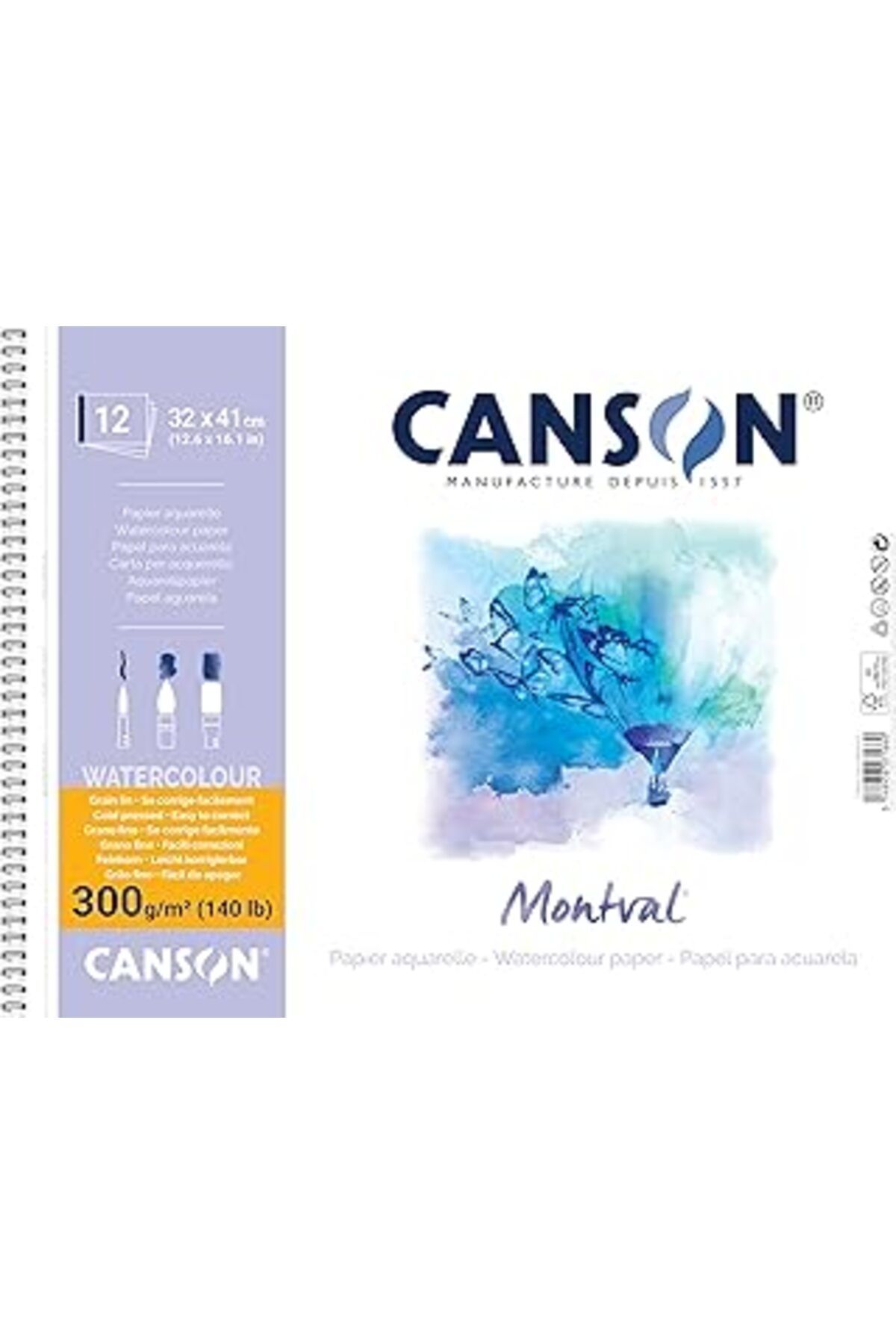 Qedii Canson Montval Eskiz Ve Resim Defteri, Spiralli, 12 Sayfa, 32X41, 300G