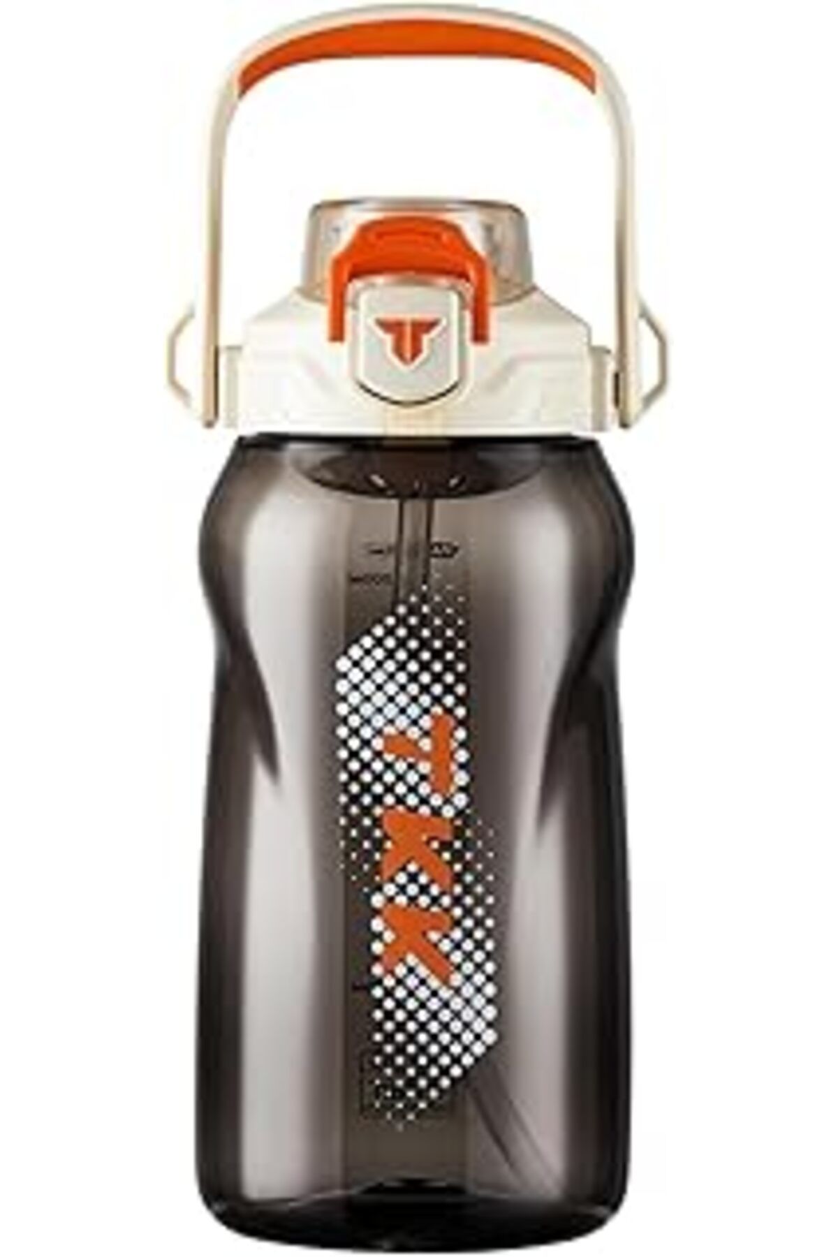 Pazarcan Tkk 1500Ml Büyük Boy Pipetli/Pipetsiz Kullanım Boyun Askılı Kulplu Tritan Su Matarası (Beyaz-Turunc