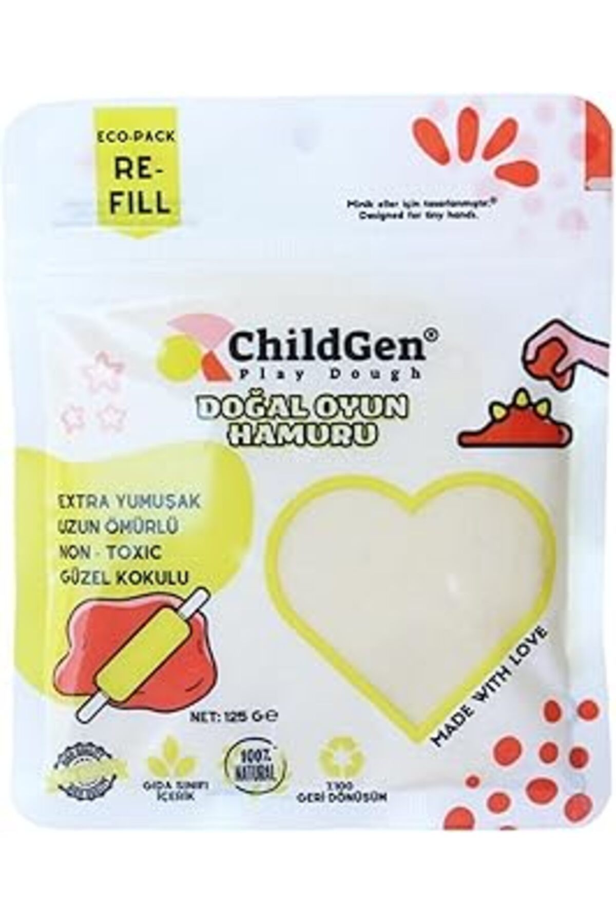 Qedii Doğal Oyun Hamuru - Beyaz -Vakumlu Kartuş Paket