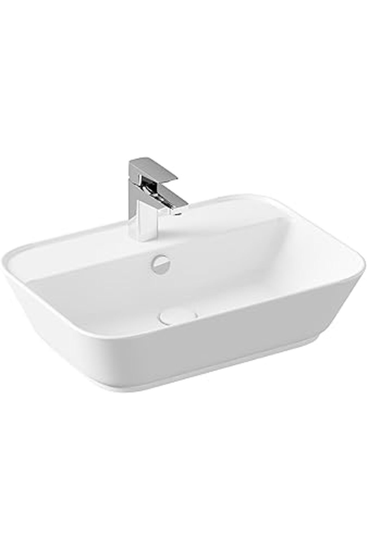 Pazarcan Vitra Geo 7426B001-0001 Dikdörtgen Çanak Lavabo, 60 Cm, Mat Beyaz