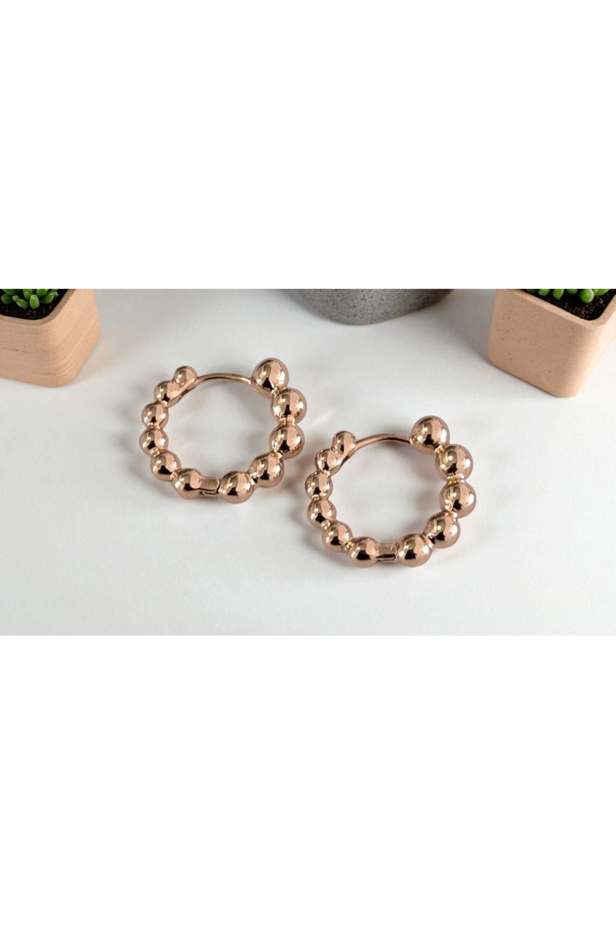 Erkçe Takı Xuping Top Halka Küpe Rose