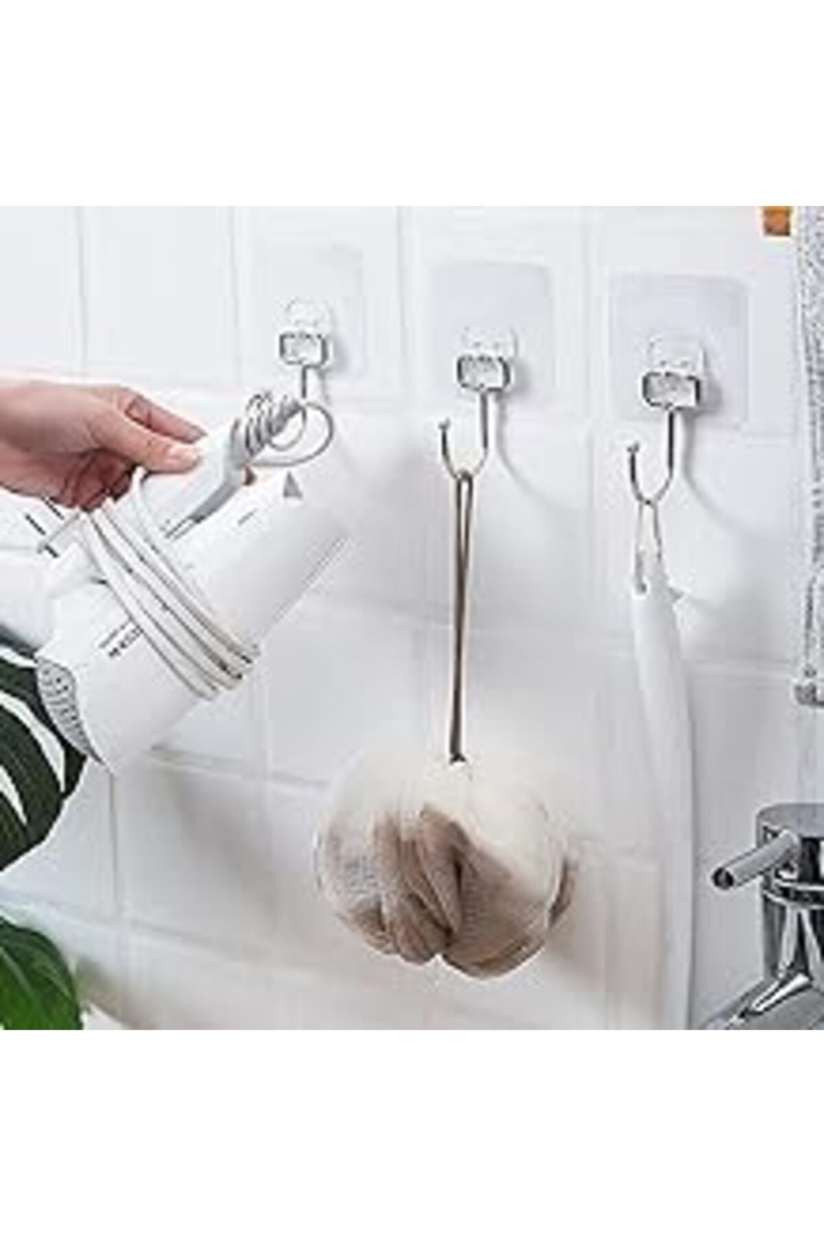 Pazarcan Alper Banyo Için Krom Güçlü Yapışkan Kancalar,Yapışkanlı Askılar,Mutfak,Ev Ofis Için Duvar Askıları
