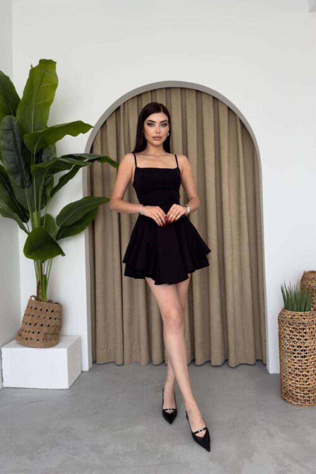 lika boutique İp Askılı Prenses Model Elbise