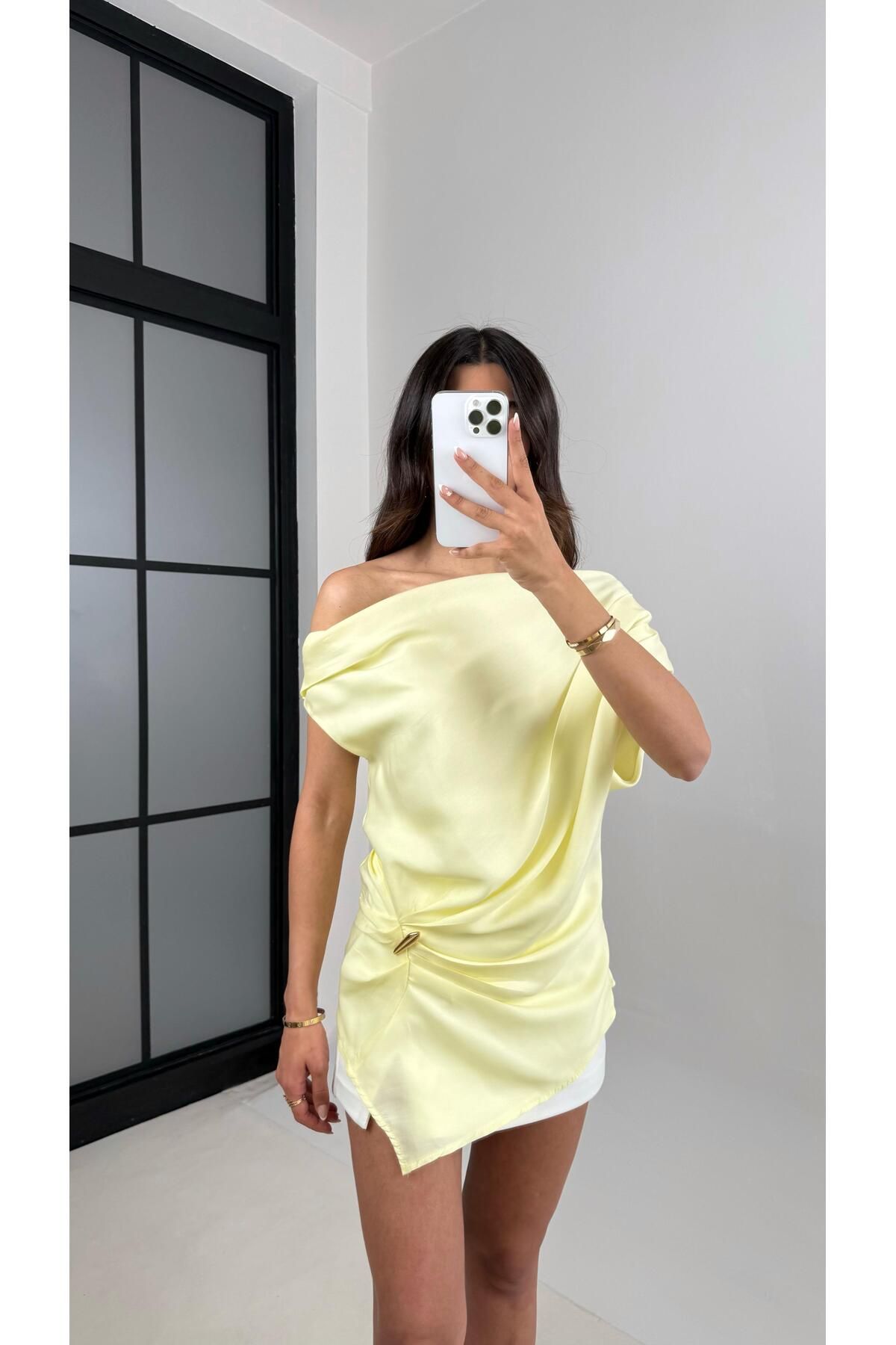 Gaus Sarı Gold Tokalı Premium Bluz Gaus00531