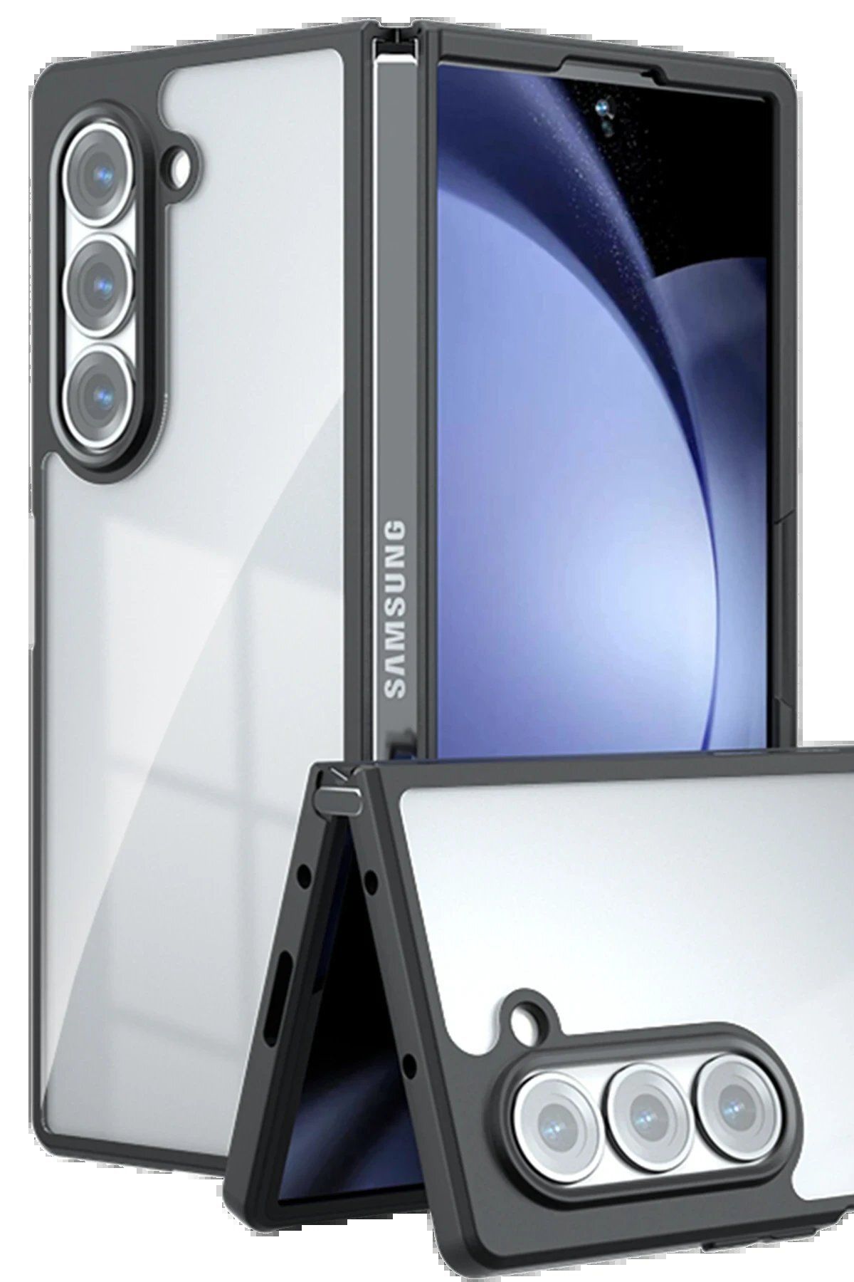Toptan Bulurum Samsung Galaxy Z Fold 5 Kılıf Blur Fold Kapak - Siyah